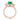 Icing On The Ring Emerald Three-Stone Engagement Ring | TR97, a rose gold ring featuring a large rectangular lab-created emerald flanked by two trapezoid diamonds and accented with small cushion cut diamonds along the basket.