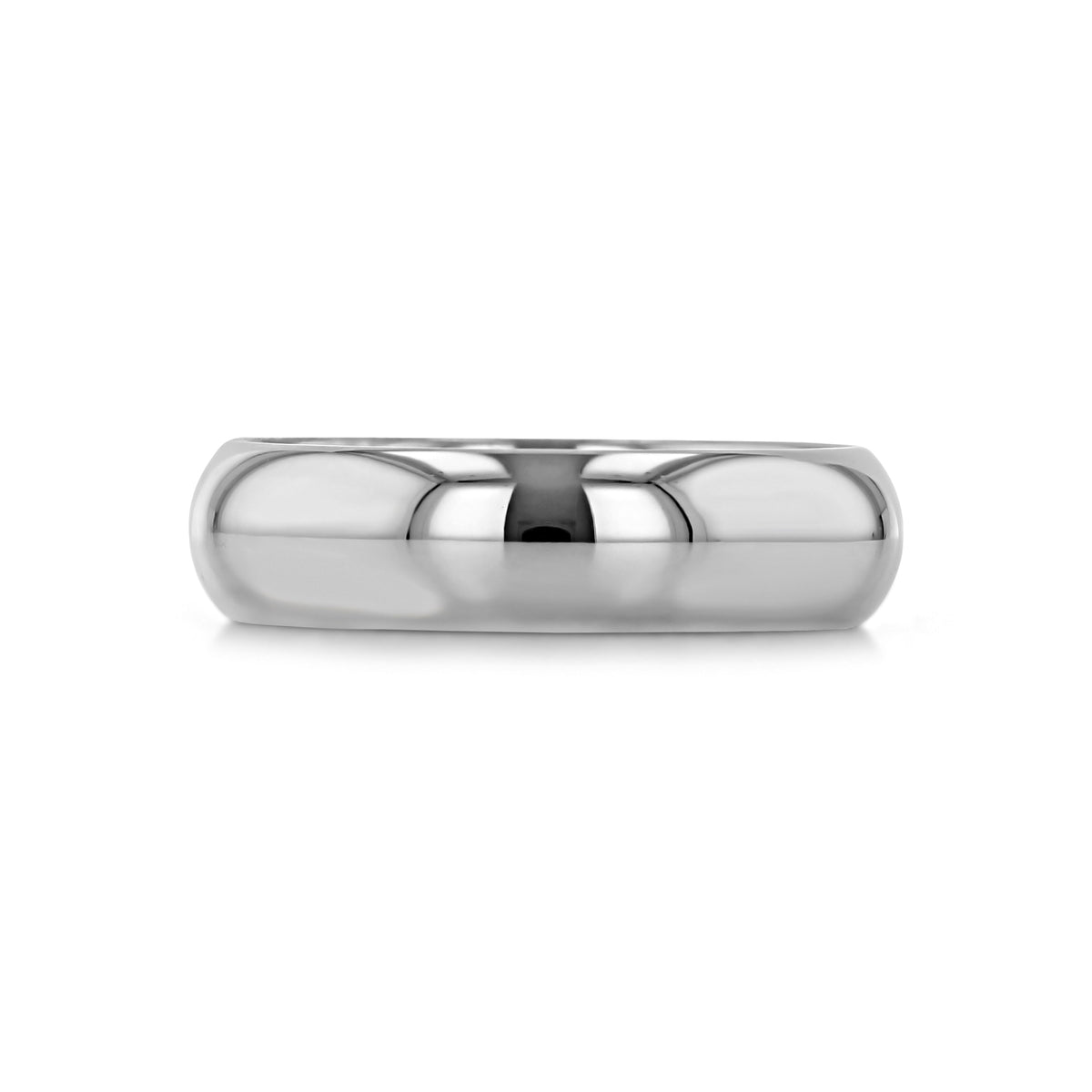 A polished silver-toned Tungsten Carbide 6mm Men’s Polished Wedding Band | WB371 with a smooth, classic look.