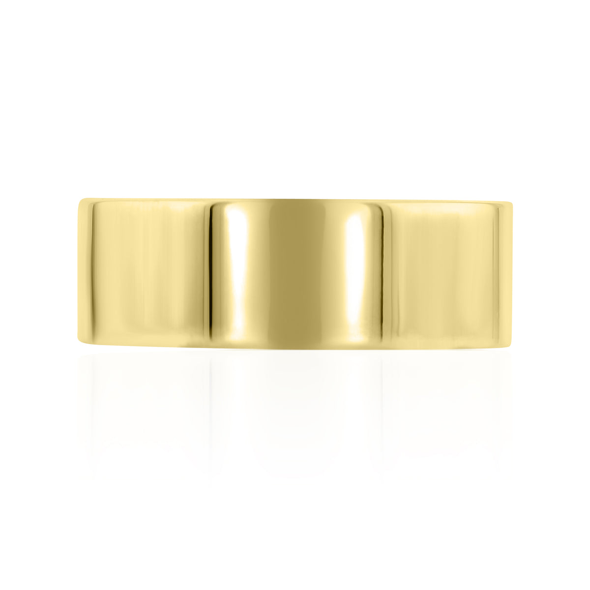 An 8mm smooth, polished yellow gold Polished Wedding Band | WB468.