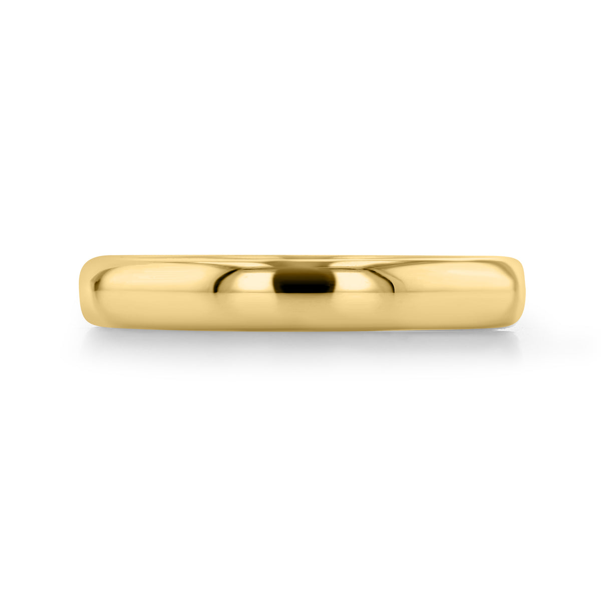 Carmel | 3mm High Dome Polished Wedding Band, a smooth 14k yellow gold ring with a rounded profile.