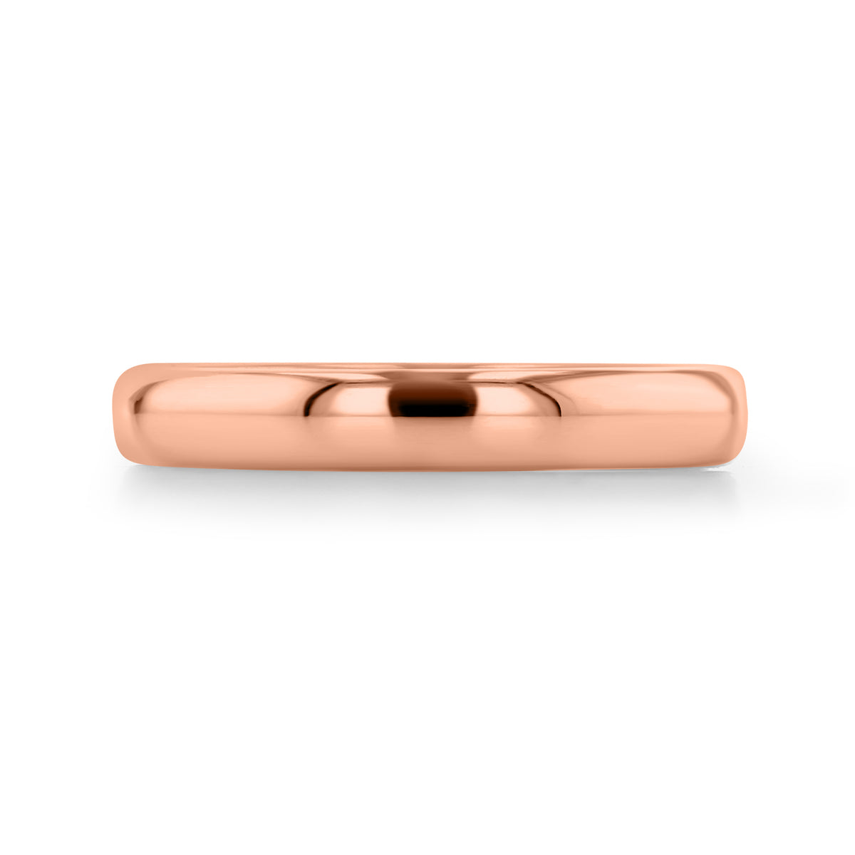 Carmel 3mm High Dome Polished Wedding Band in 14k rose gold featuring a smooth, high-domed, polished profile.