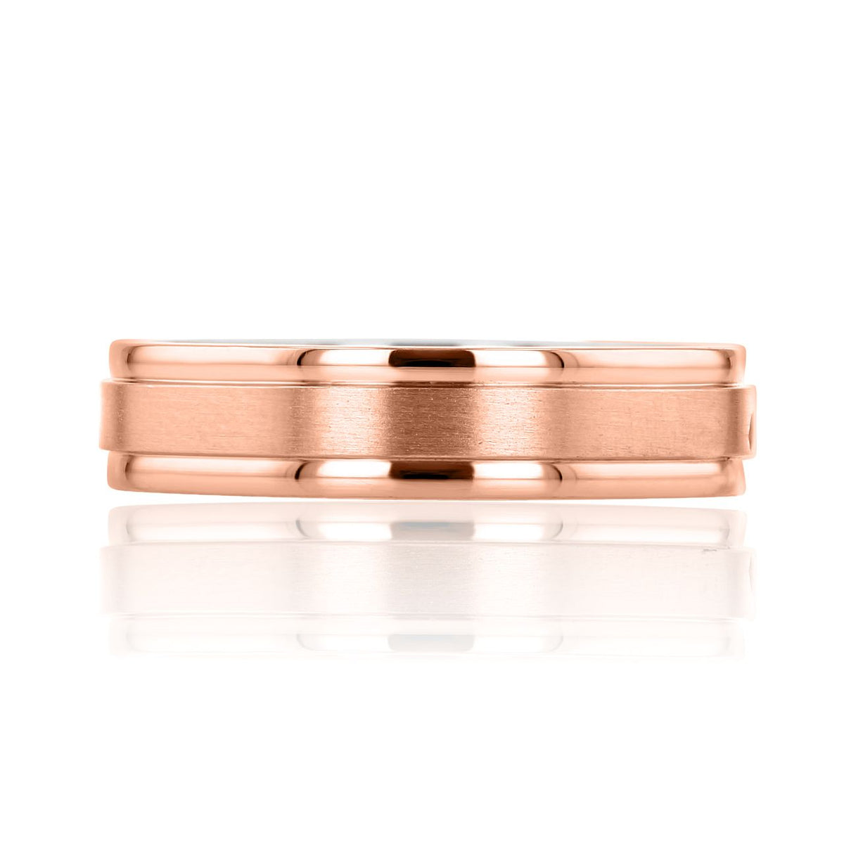 Flat-Top Wedding Band FG12-5 in rose gold, featuring a flat, brushed-finish center contrasted by polished edges.