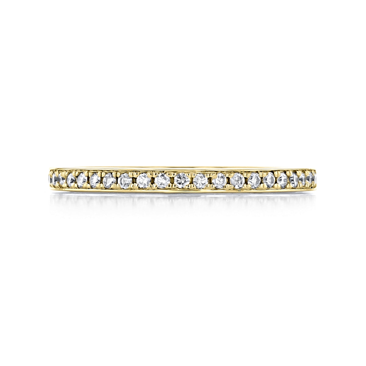 Sierrah 1.90mm Pavé-Set Diamond Wedding Band in thin yellow gold with a timeless style and a continuous row of pavé-set round diamonds.