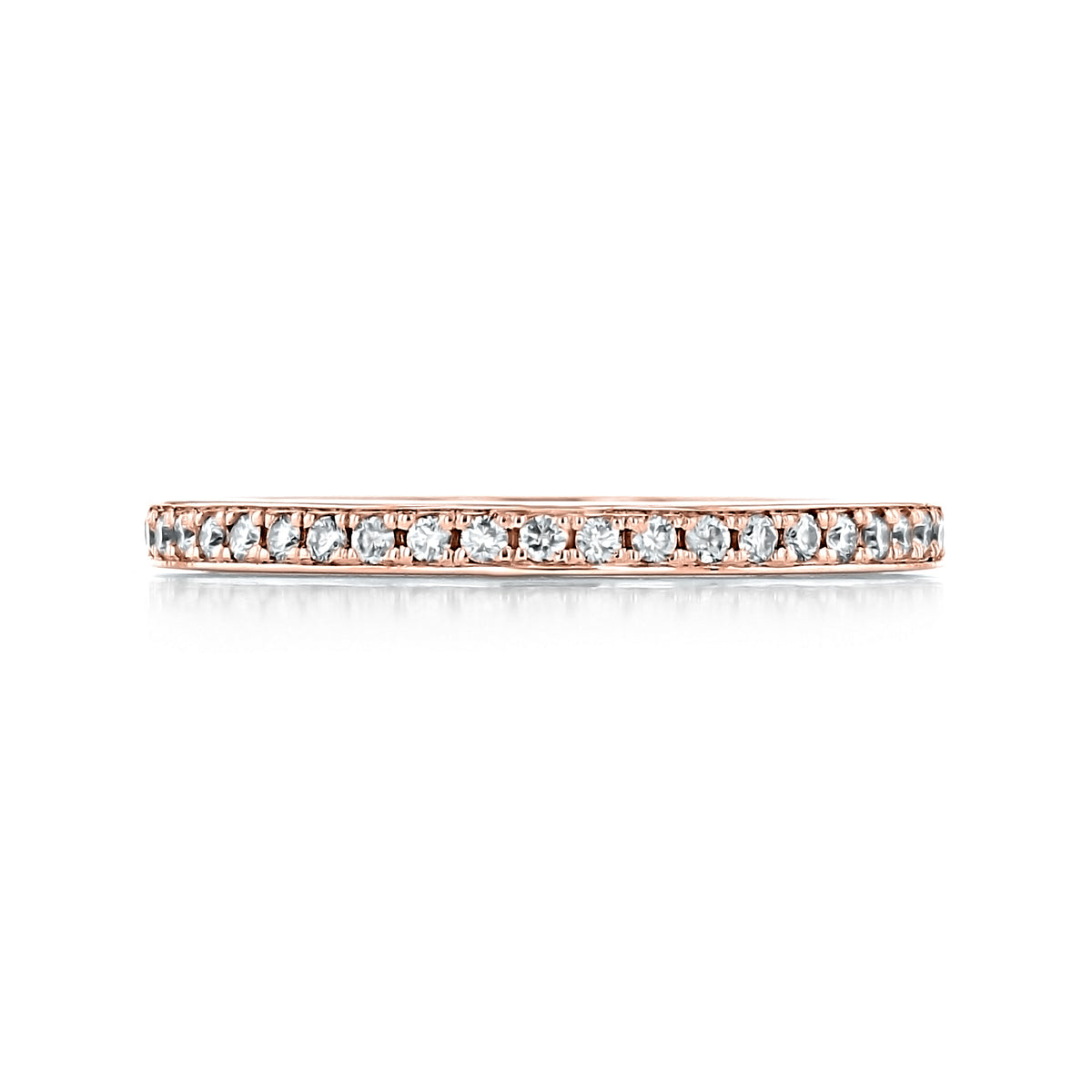 Sierrah 1.90mm Pavé-Set Diamond Wedding Band in thin rose gold, featuring a row of pavé-set diamonds for a timeless style with elegant sparkle.