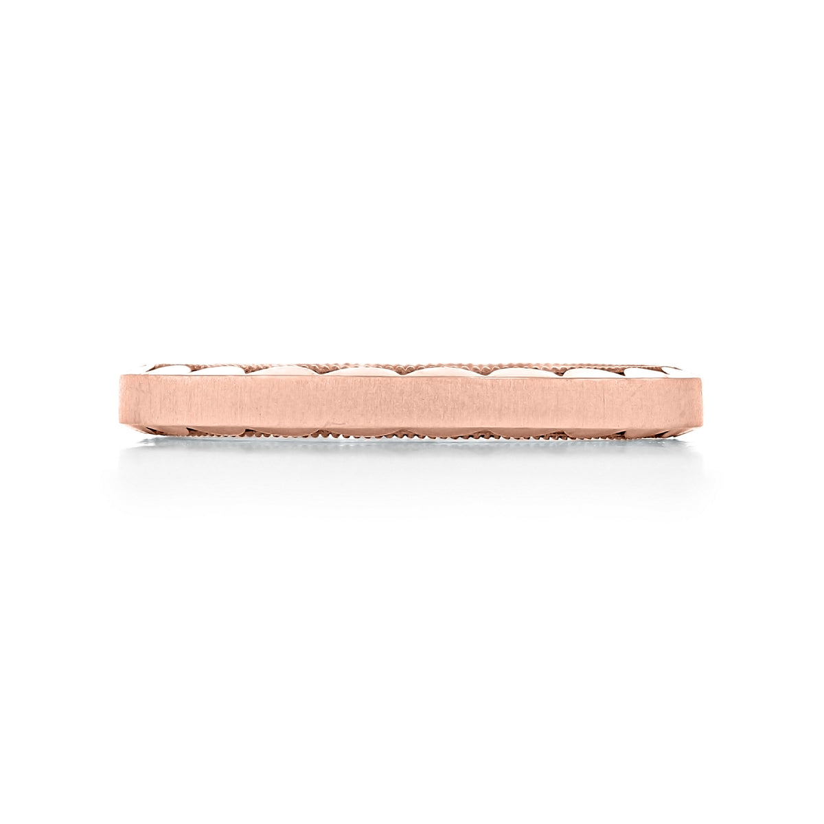 Rose gold Tacori Sculpted Crescent | Wedding Band - 105-3RS with a flat outer edge and a textured, crescent-patterned side detail.