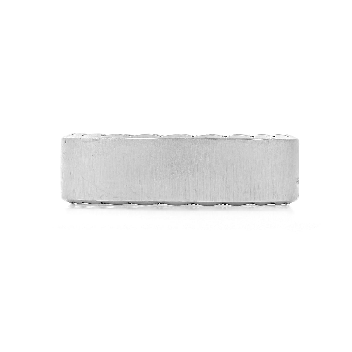 Tacori Sculpted Crescent | Wedding Band - 105-7WS silver men’s wedding ring with a brushed satin finish and scalloped edges.