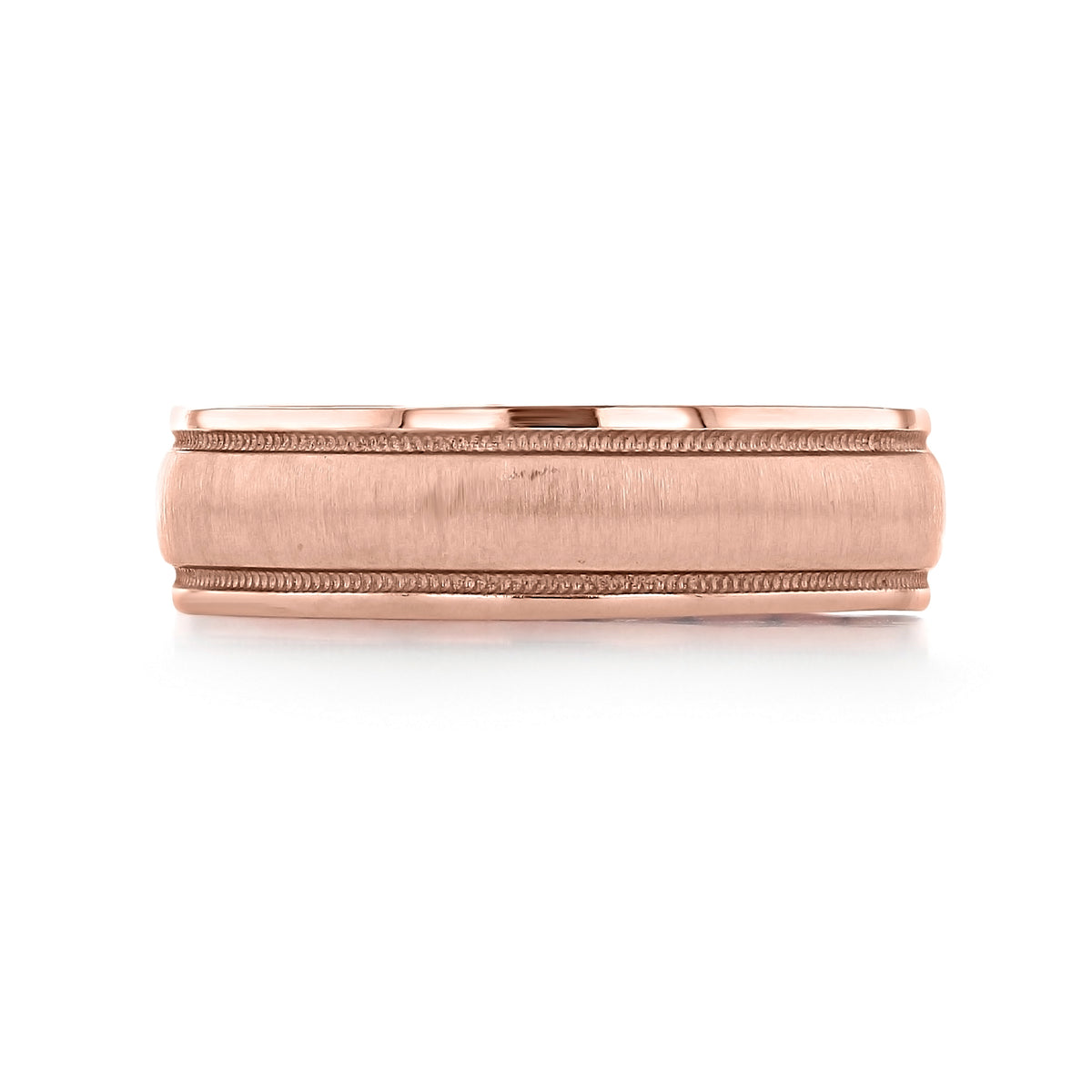 Rose gold Sculpted Crescent | Wedding Band - 106-6RS featuring a brushed center and a high polished beaded border.
