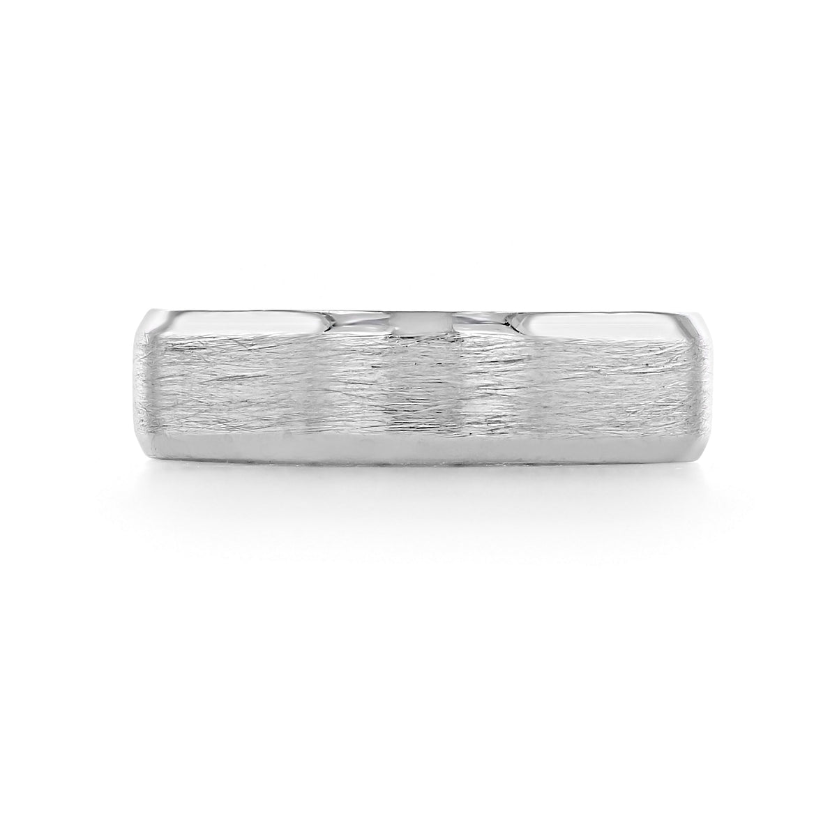 Flat silver-tone Sculpted Crescent | Wedding Band - 107-6WB by Tacori featuring a textured, horizontal brushed finish.