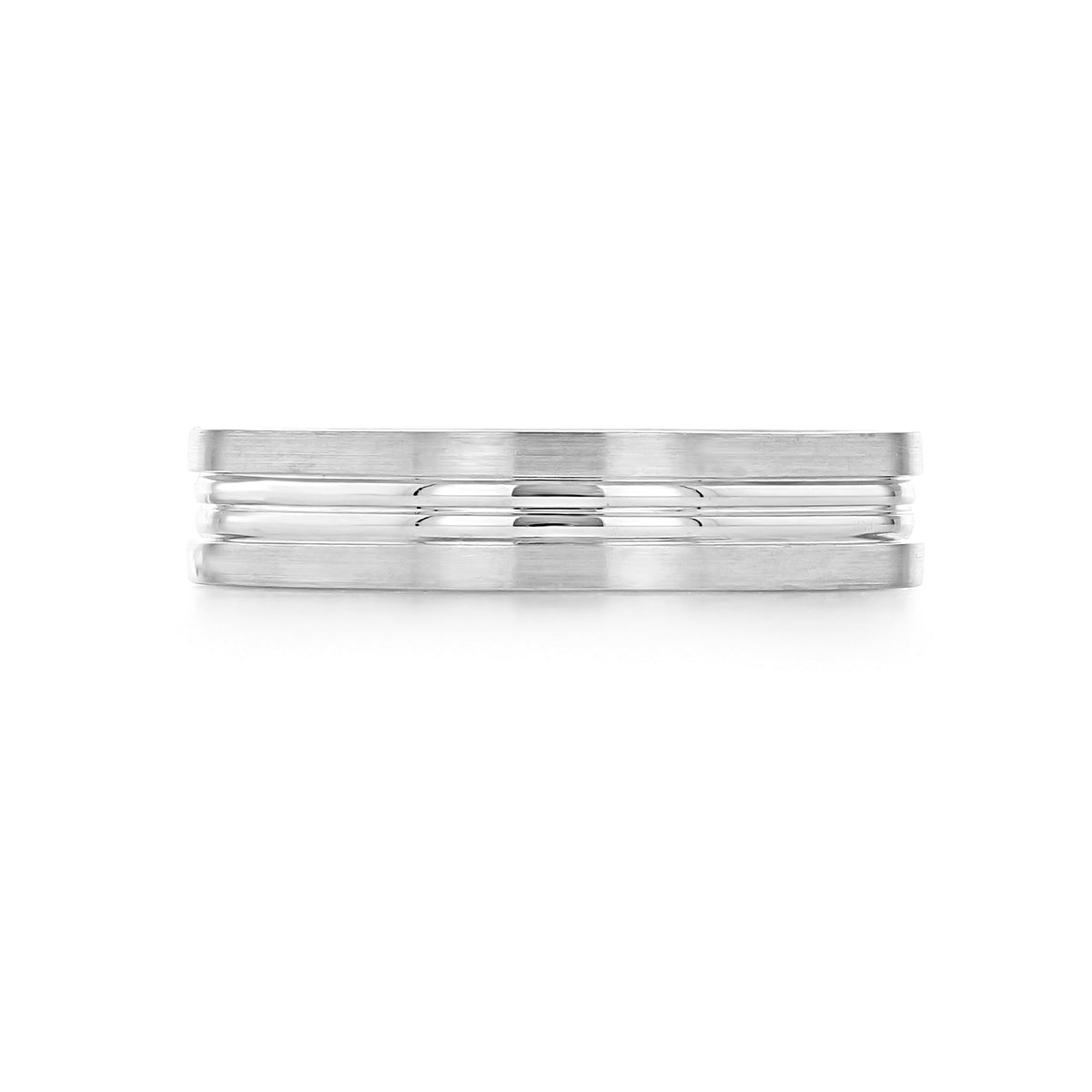 A Tacori Sculpted Crescent | Wedding Band - 109-5S in platinum, featuring a central recessed groove between two raised, flat edges.