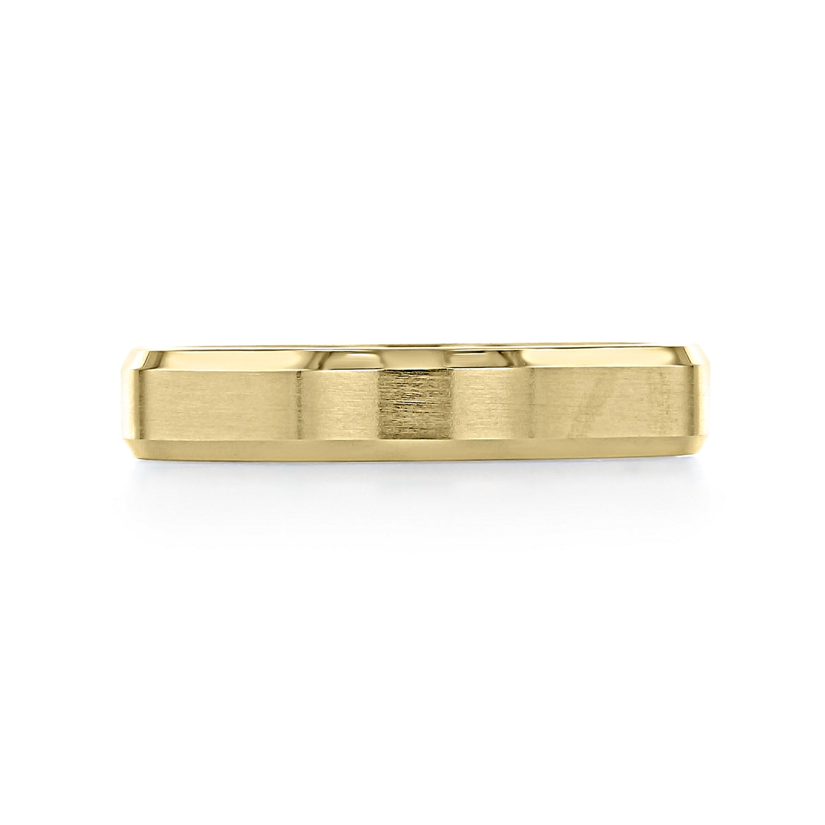 Icing On The Ring Beveled Wedding Band | 11-8850R in yellow gold with a brushed center and beveled edges.