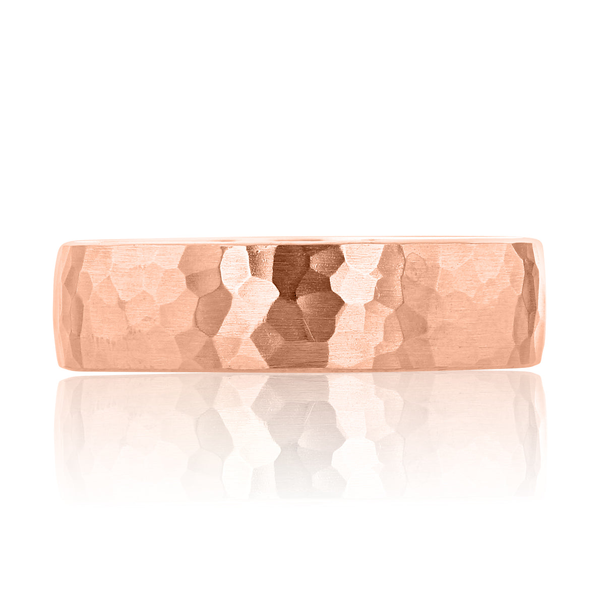 Hammered Wedding Band | 11-89106, a rose gold wedding band with a hammered finish.
