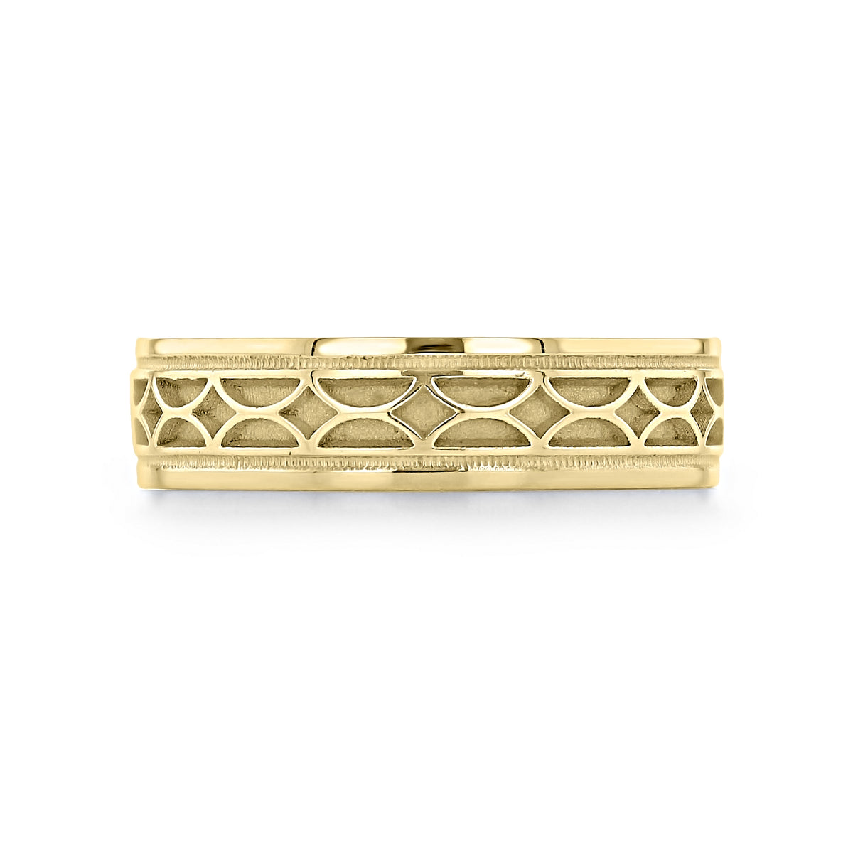 Tacori Sculpted Crescent | Wedding Band - 113-6Y in yellow gold featuring a unique repeating cutout crescent pattern around the center.