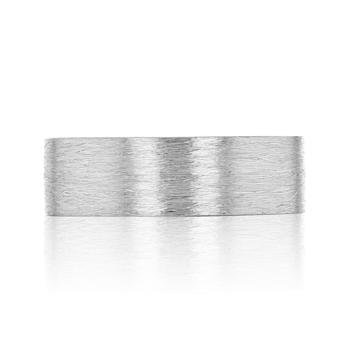 Tacori Men’s Coarse Brushed Wedding Band - 141-7WRB in white gold with a coarse, brushed texture.