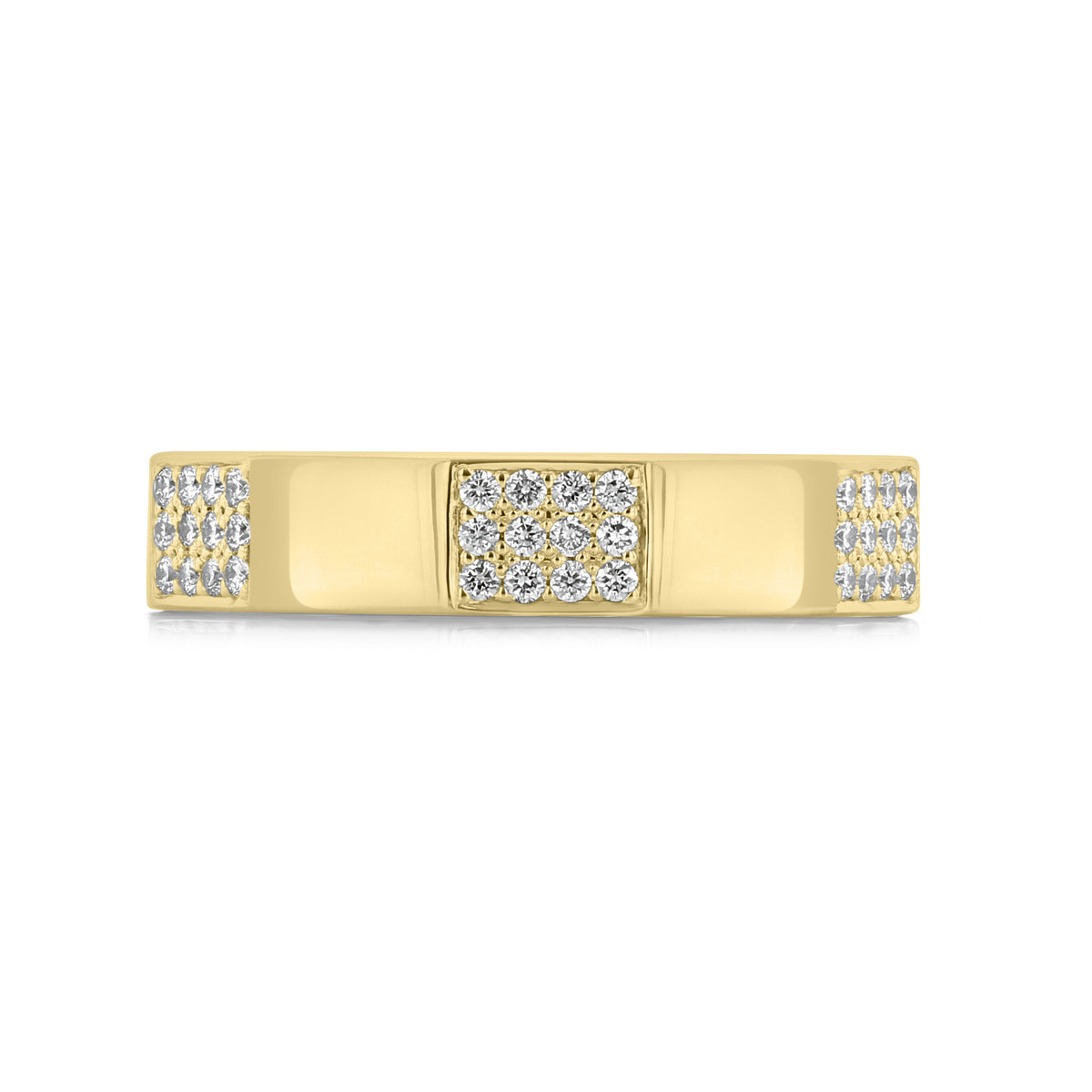 Tacori Wedding Band 151-4YDSMY in 18k yellow gold, featuring a central square cluster of diamonds and smaller diamond pavé accents on the sides.