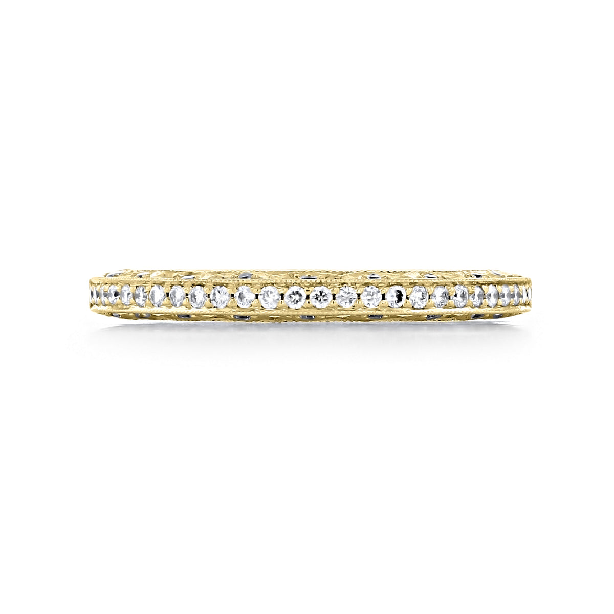 Yellow gold Classic Crescent | Diamond Band - 2616B12XY Tacori wedding band set with a continuous row of round diamonds.