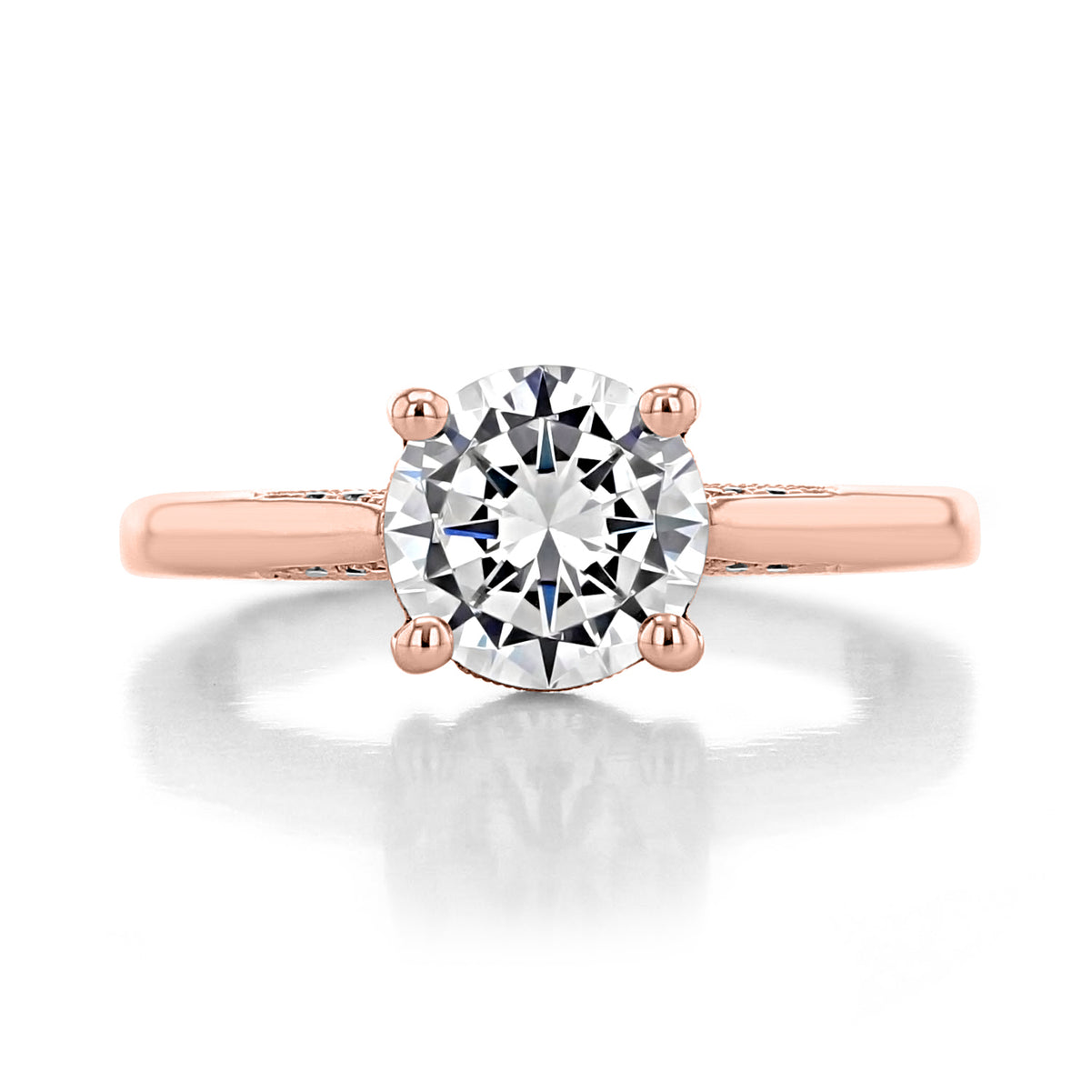 Dantela | Round Solitaire Engagement Ring - 2638RD75PK with a round solitaire diamond on a rose gold band.
