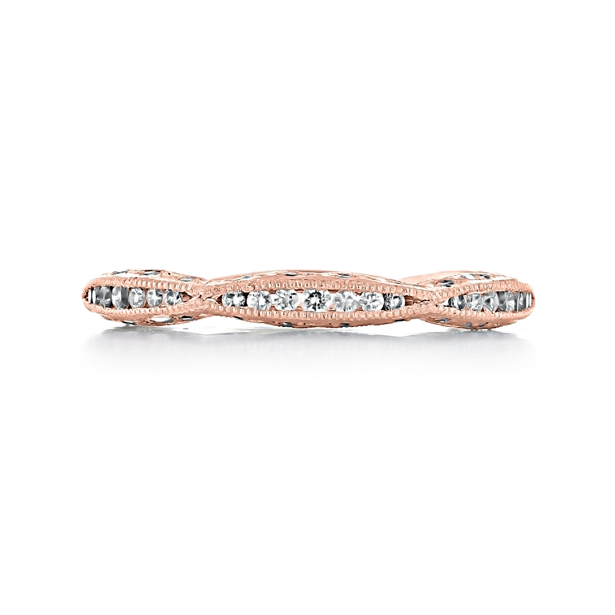 Tacori Classic Crescent | Diamond Band - 2645B5PK in rose gold featuring an undulating, diamond-encrusted design with milgrain detailing.