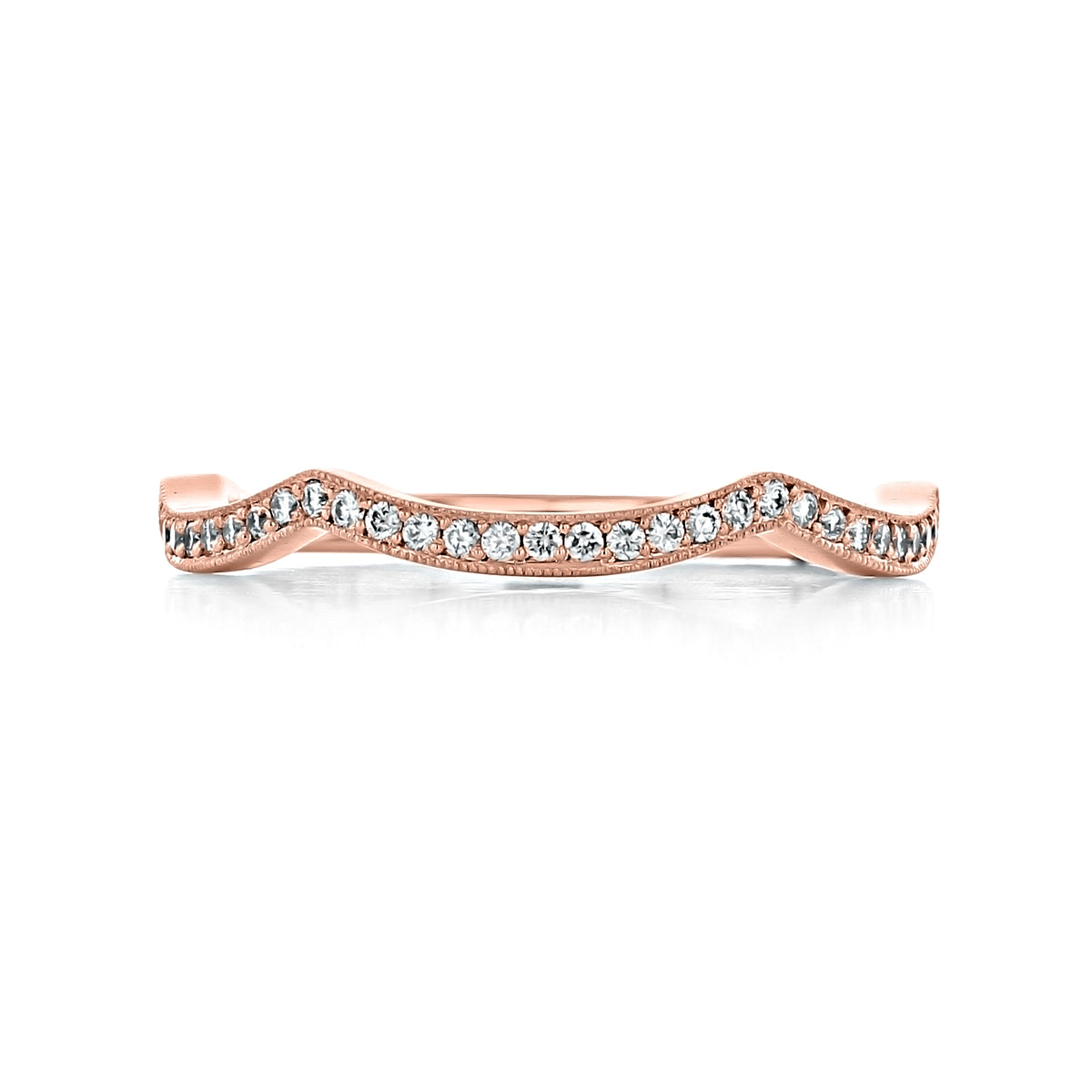 Tacori Ribbon | Diamond Band - 2647LGBPK featuring a rose gold ribbon band with a row of pavé-set round diamonds.