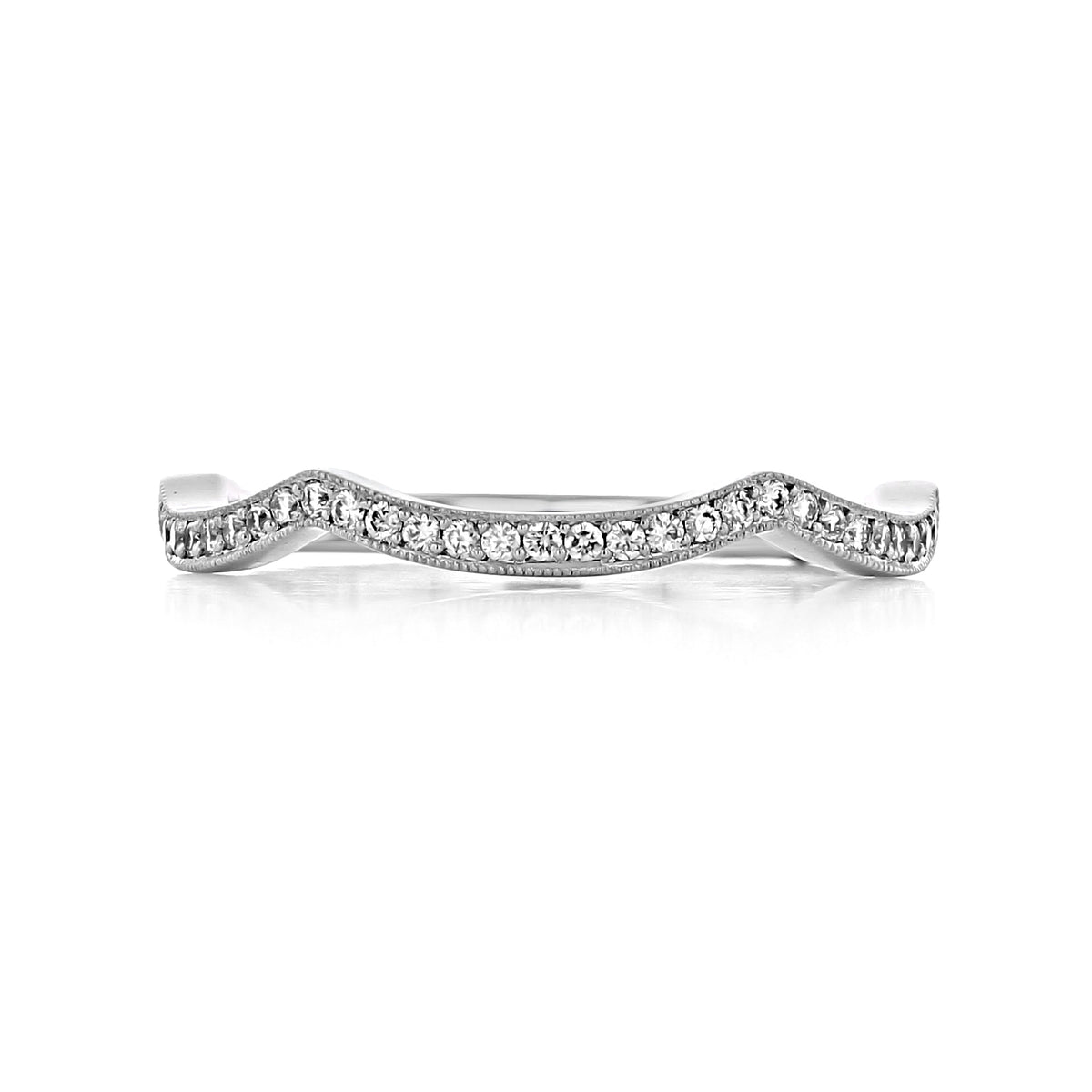 Wavy metal Ribbon | Diamond Band - 2647LGBW by Tacori with pavé-set diamonds along the top.