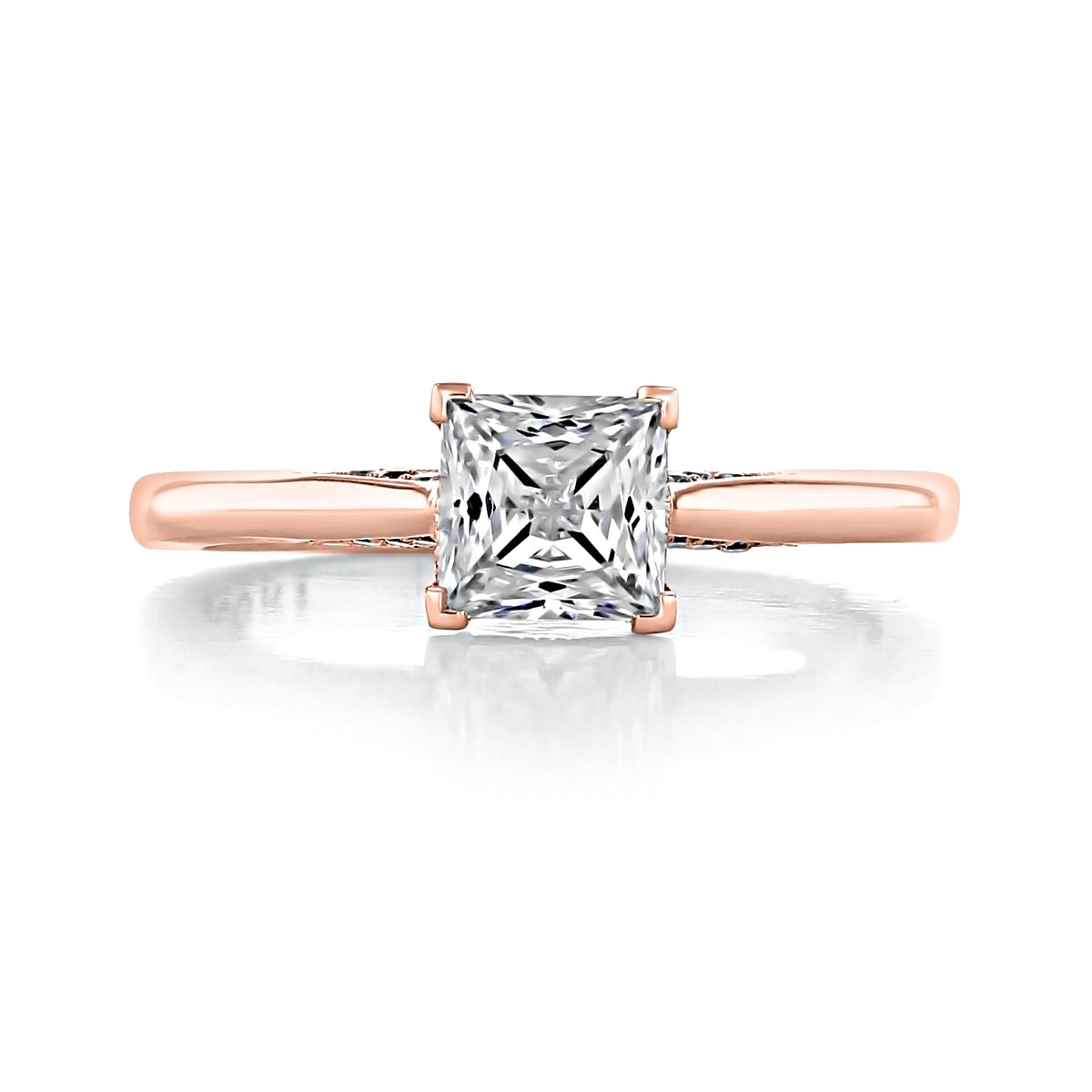 Simply Tacori Princess Solitaire Engagement Ring - 2650PR55PK featuring a princess-cut diamond solitaire on a rose gold band.