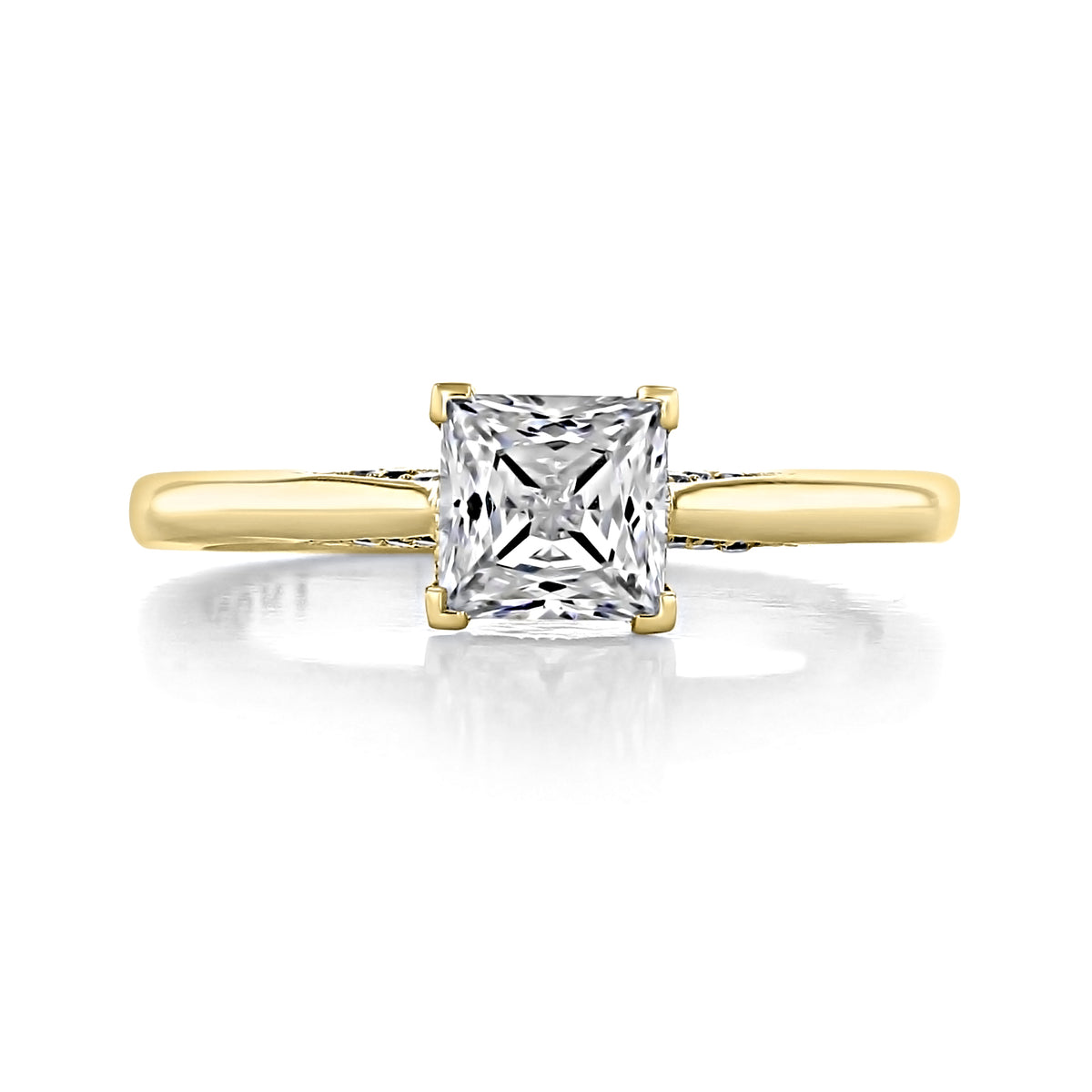 Simply Tacori Princess Solitaire Engagement Ring - 2650PR55Y, featuring a princess-cut diamond solitaire on a yellow gold band.