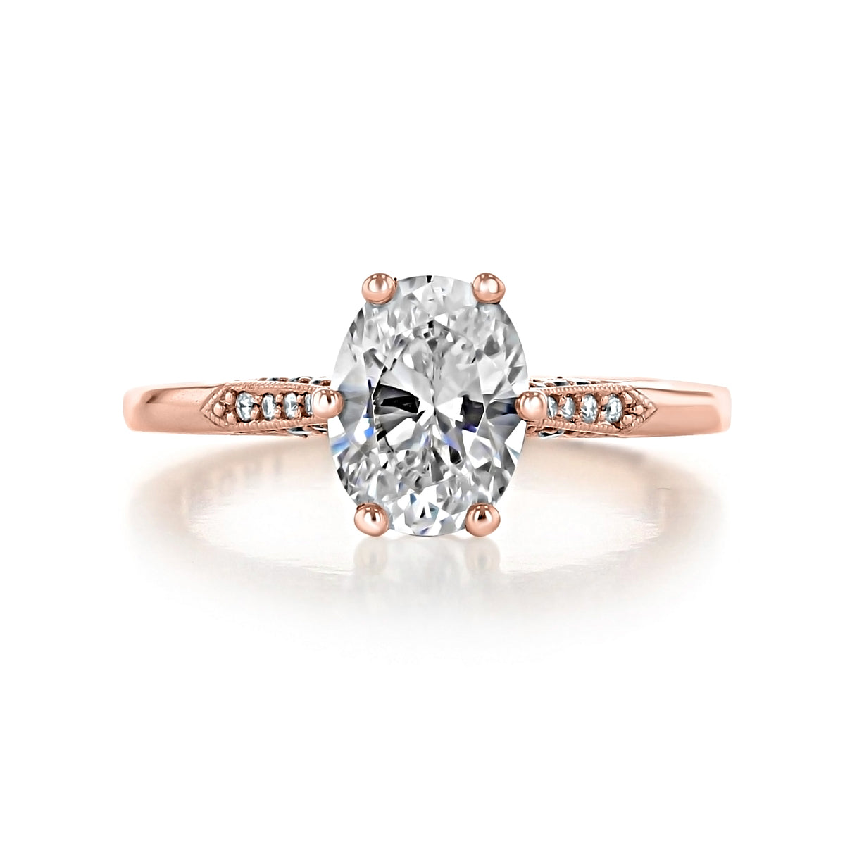 Simply Tacori | Oval Solitaire Engagement Ring - 2651OV85X65PK featuring an oval-cut center stone on a rose gold band with diamond-accented shoulders.