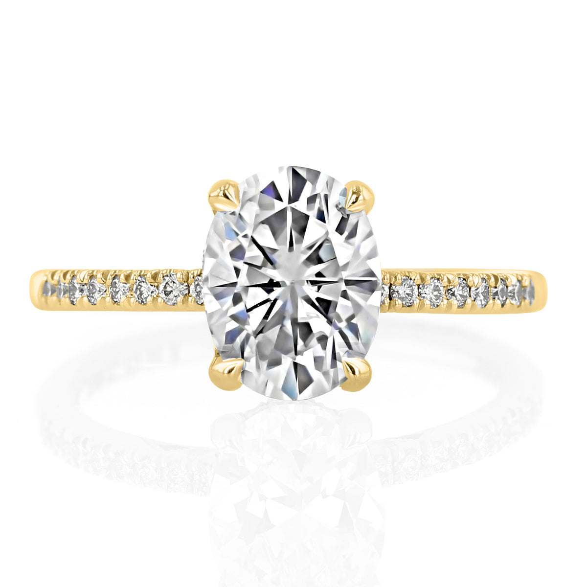 Simply Tacori | Oval Solitaire Engagement Ring - 267015OV9X7Y featuring an oval solitaire diamond set in a yellow gold pavé band.