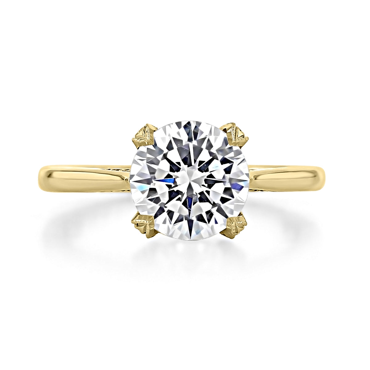 Simply Tacori Round Solitaire Engagement Ring - 2678RD85Y featuring a round solitaire diamond in a Tacori setting on a plain yellow gold band.