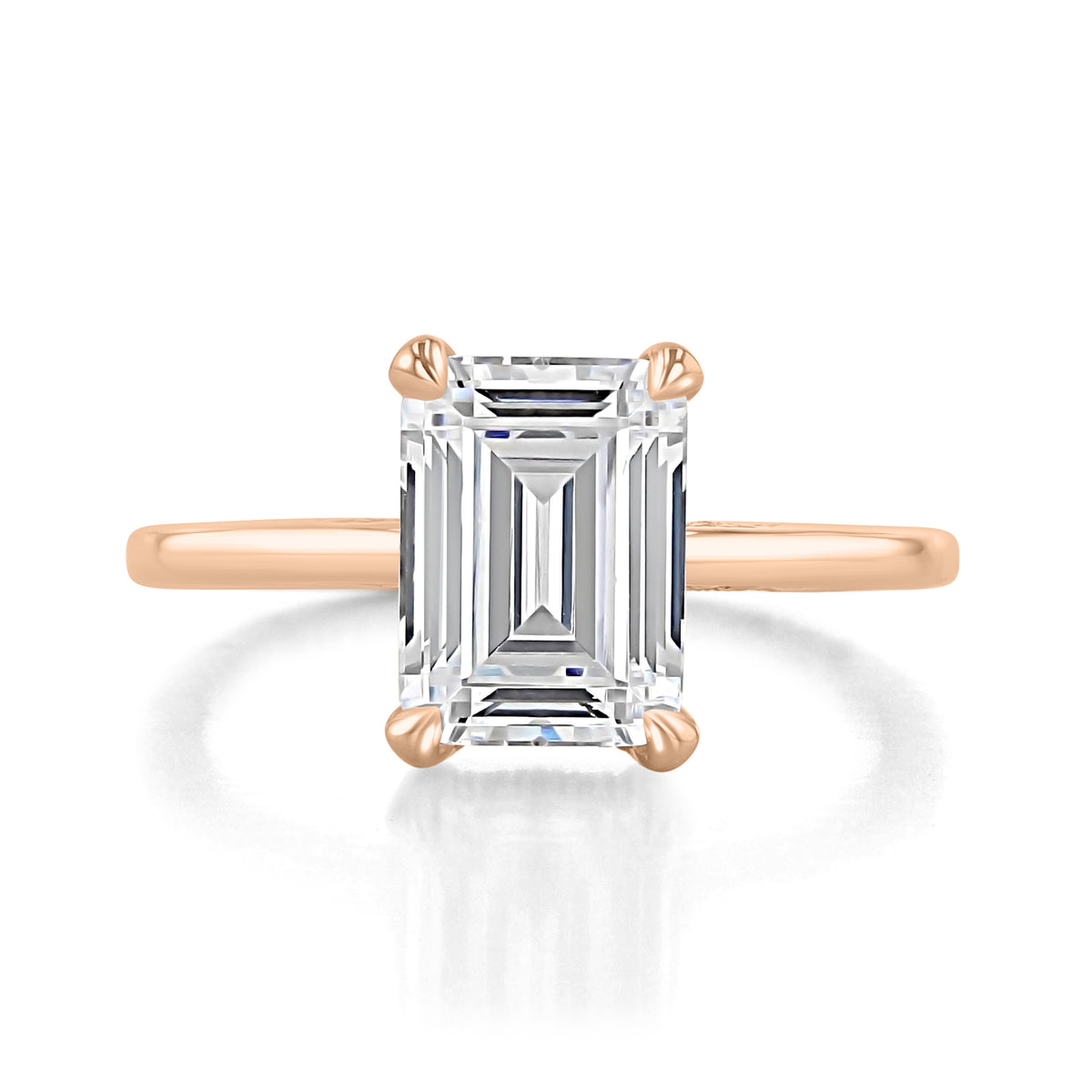Simply Tacori Emerald Solitaire Engagement Ring - 268815EC95X7PK featuring an emerald-cut center gemstone on a rose gold band with a four-prong setting.