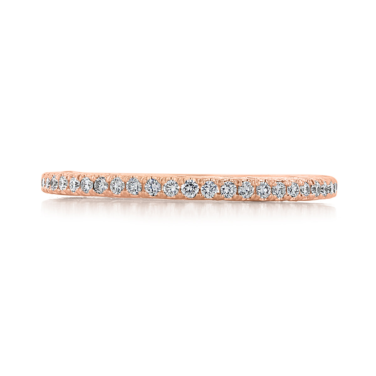 Dantela Diamond Wedding Band 269017B34PK in 18k rose gold, featuring a continuous row of micro-prong diamonds in a Tacori lace crescent setting.