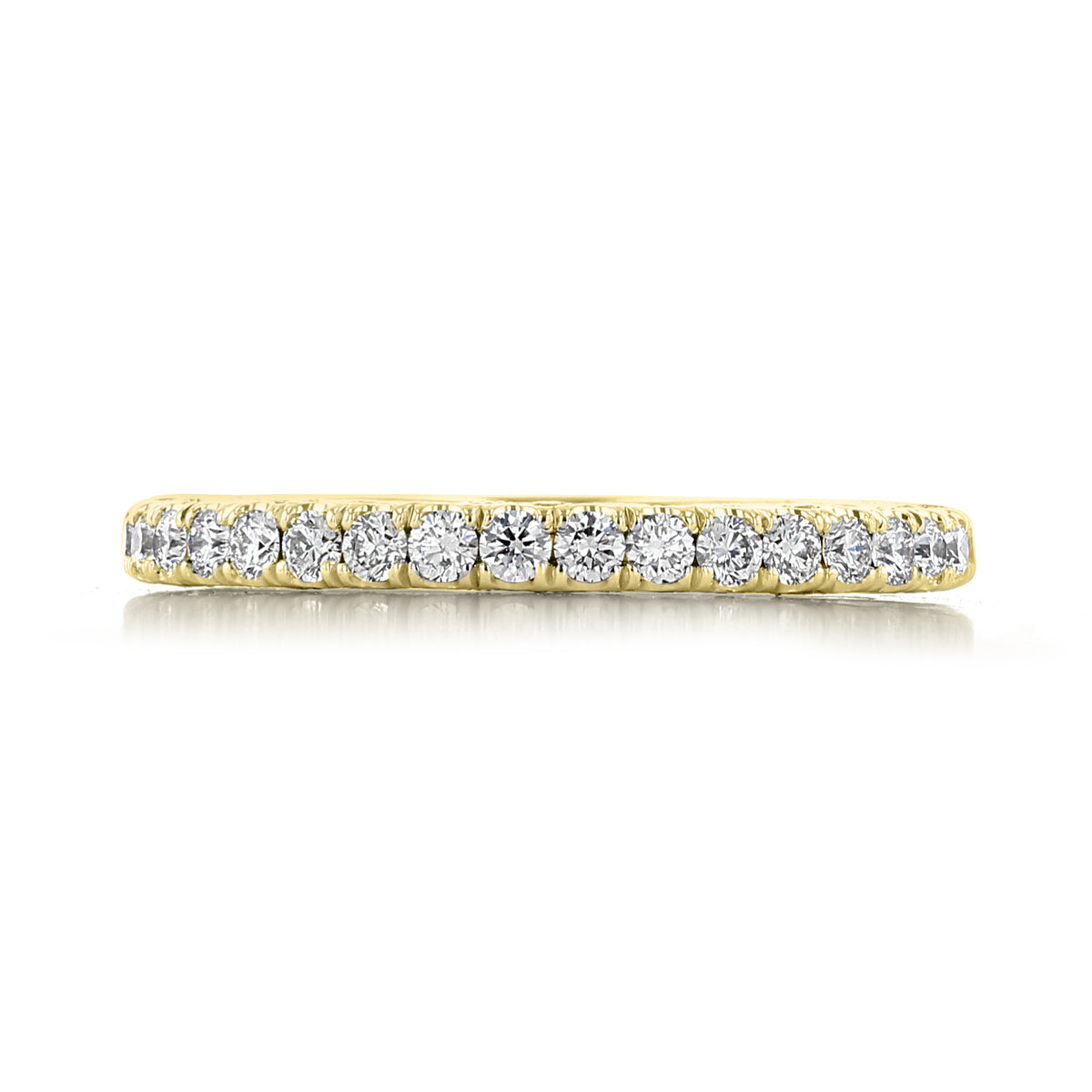 Dantela | Diamond Wedding Band - 269022B34Y in 18k yellow gold featuring a continuous row of micro-prong diamonds.