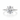 Poppy | Oval Floral Diamond Engagement Ring in 14k white gold, top view of an oval center diamond with a trio of side diamonds on each side.