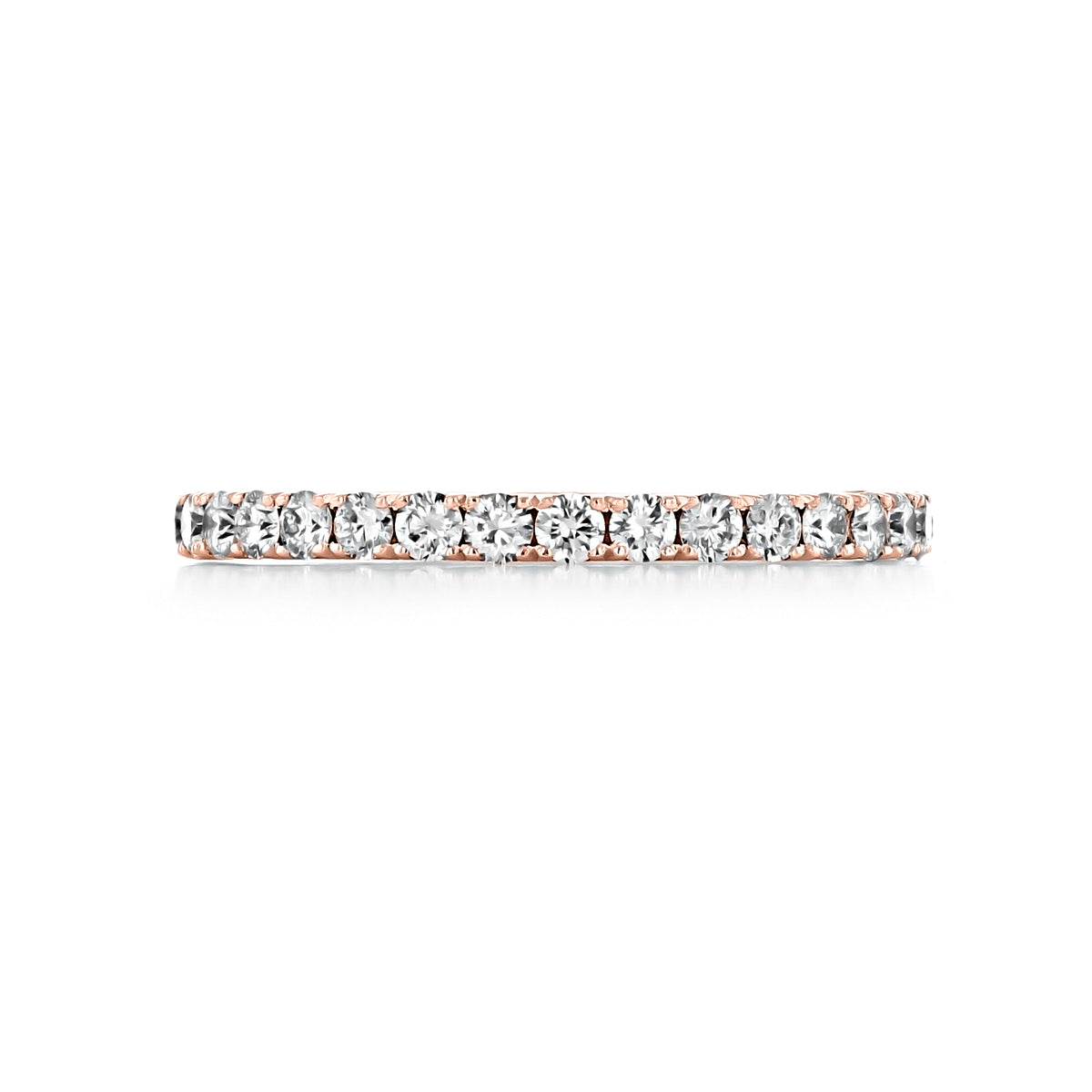 Sculpted Crescent | Diamond Band - 33-2PK 18k rose gold eternity band set with a continuous row of round diamonds.