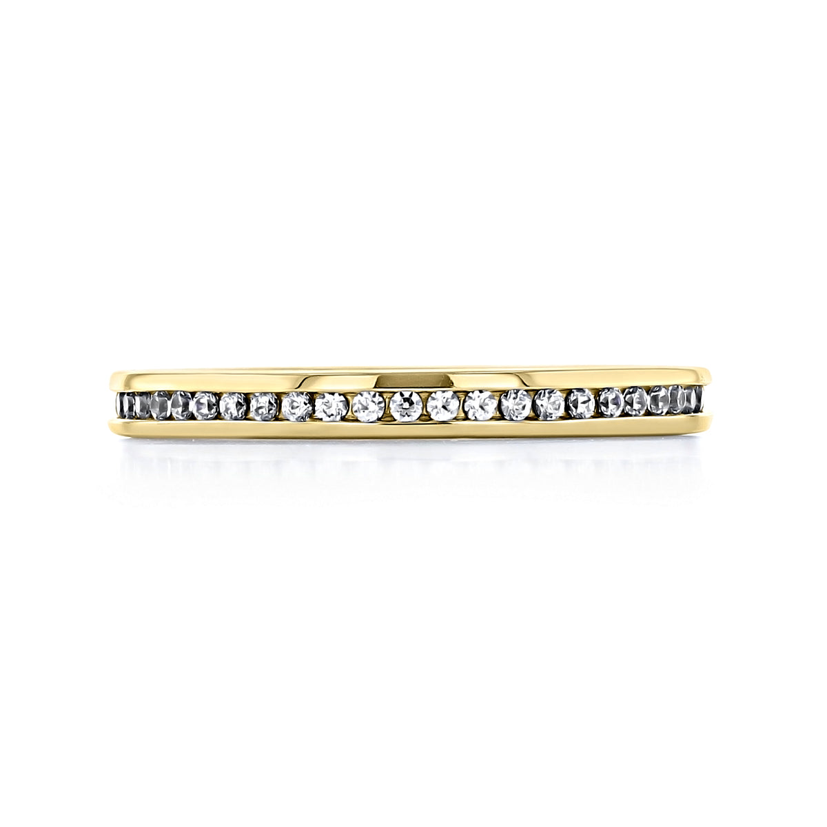 Dana | Channel-Set Diamond Wedding Band in 14k yellow gold, featuring a row of channel-set round diamonds.