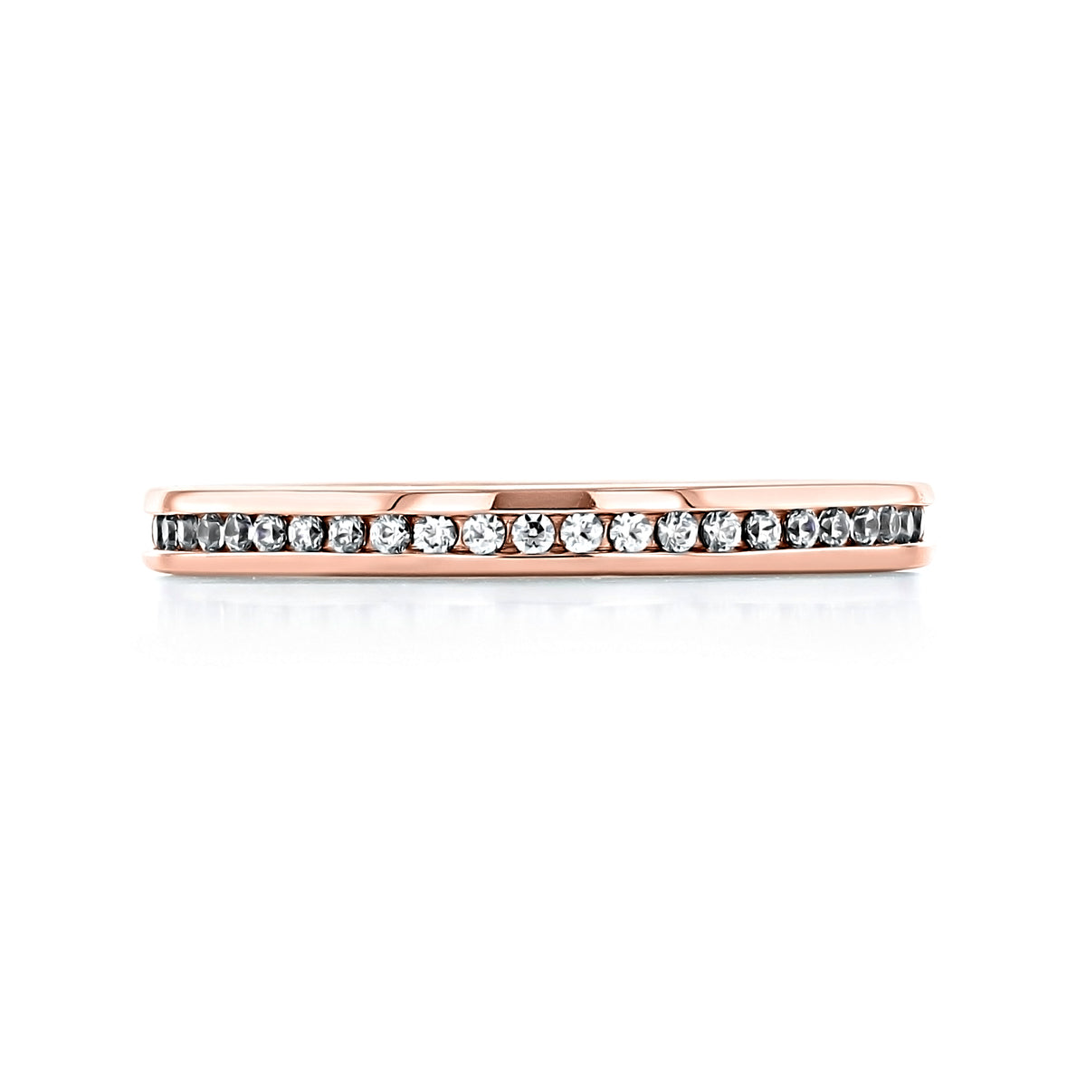 Dana Channel-Set Diamond Wedding Band in 14k rose gold featuring a row of channel-set diamonds.