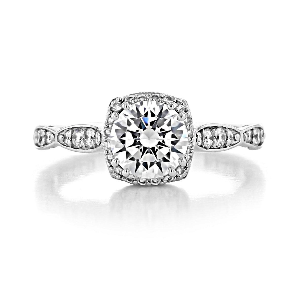 Dantela | Cushion Pavé Engagement Ring - 39-2CU65 from Tacori, featuring a cushion-cut diamond with a pavé halo and diamond-accented band.
