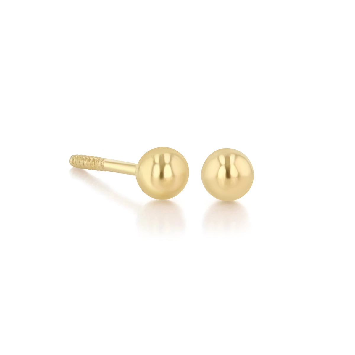 Minimalist 14K Yellow Gold 3mm Ball Stud Earrings.