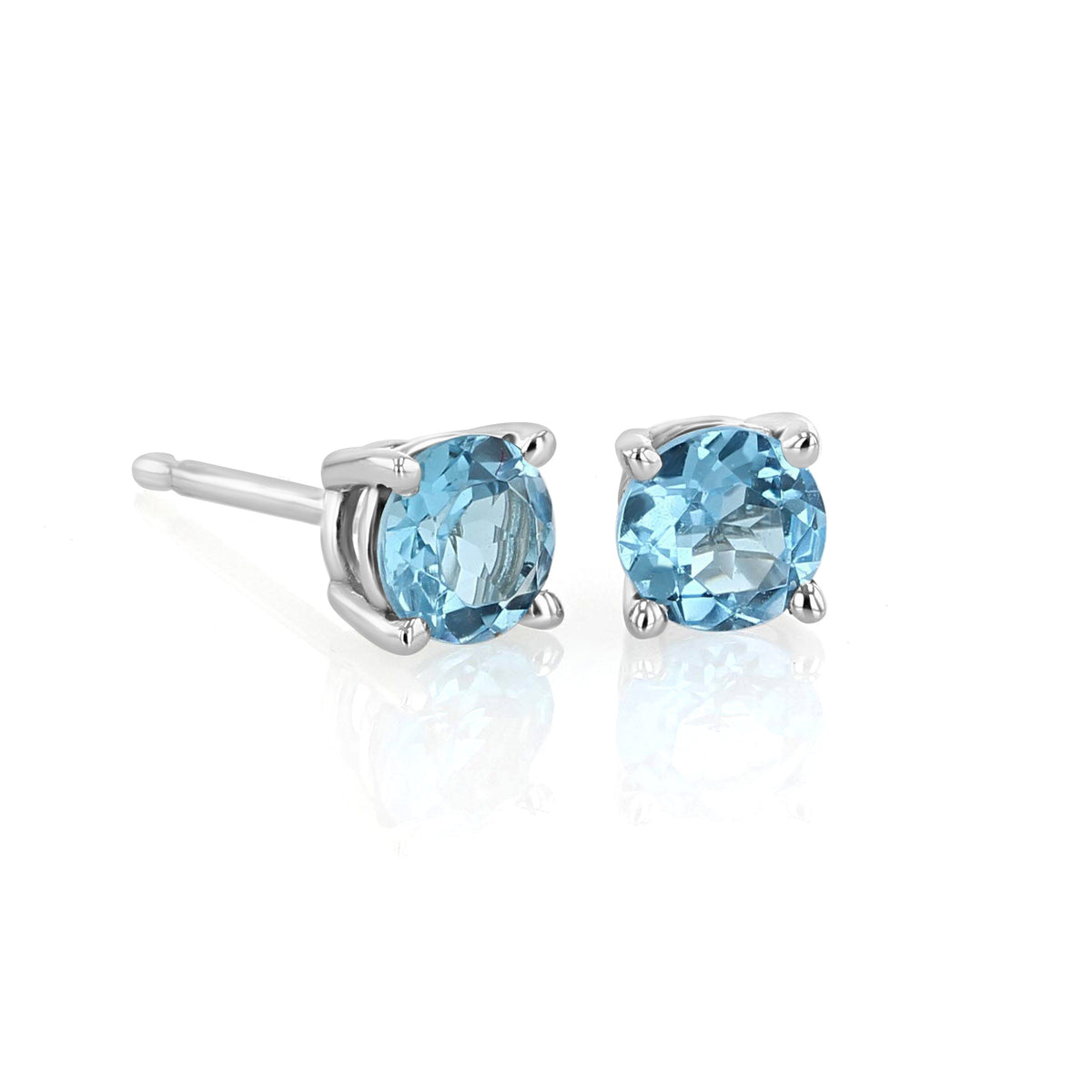 14K White Gold Swiss Blue Topaz Stud Earrings 4001852 featuring round blue stones set in white gold.