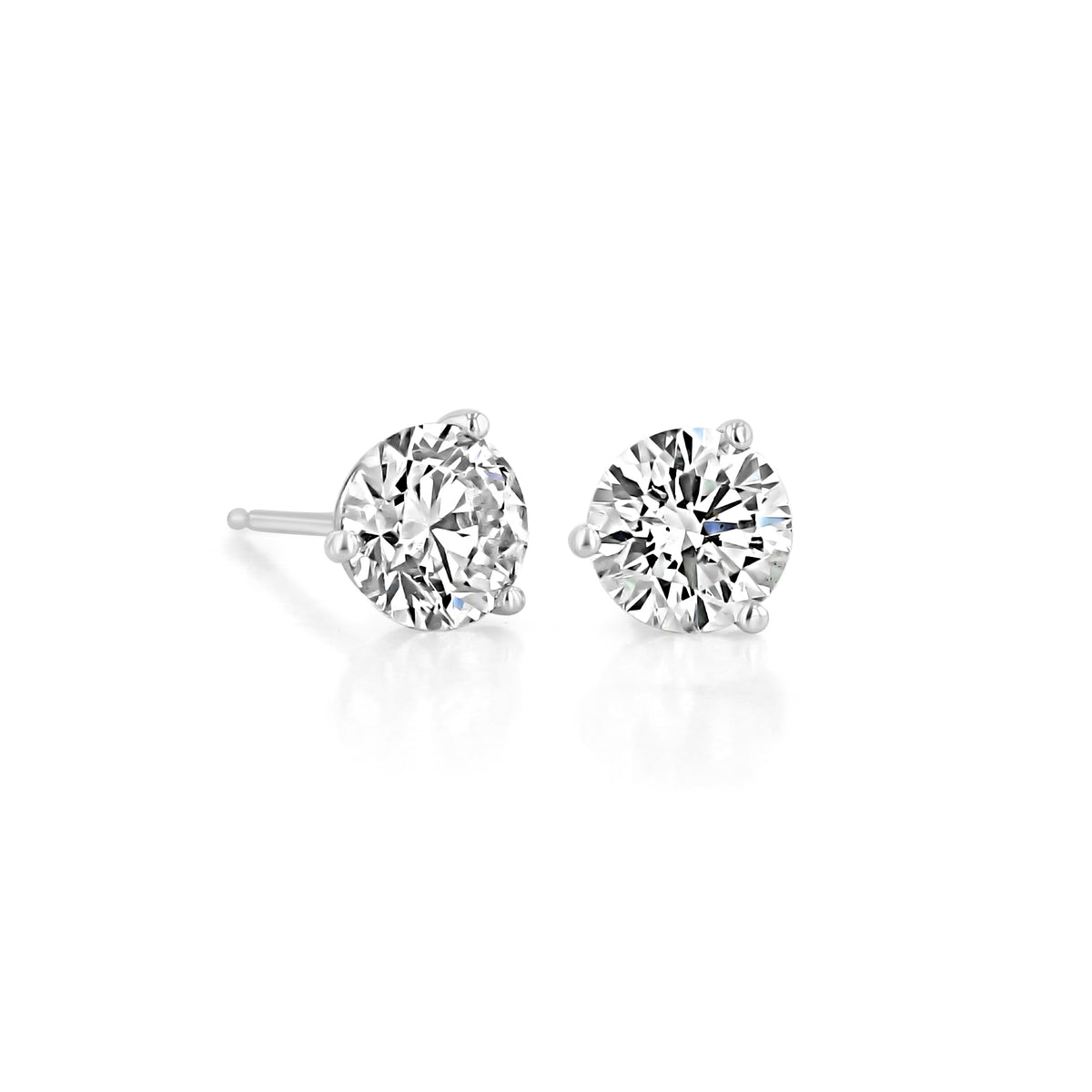 1.42 ct Diamond Stud Earrings set in White Gold featuring round diamond studs in white gold settings.