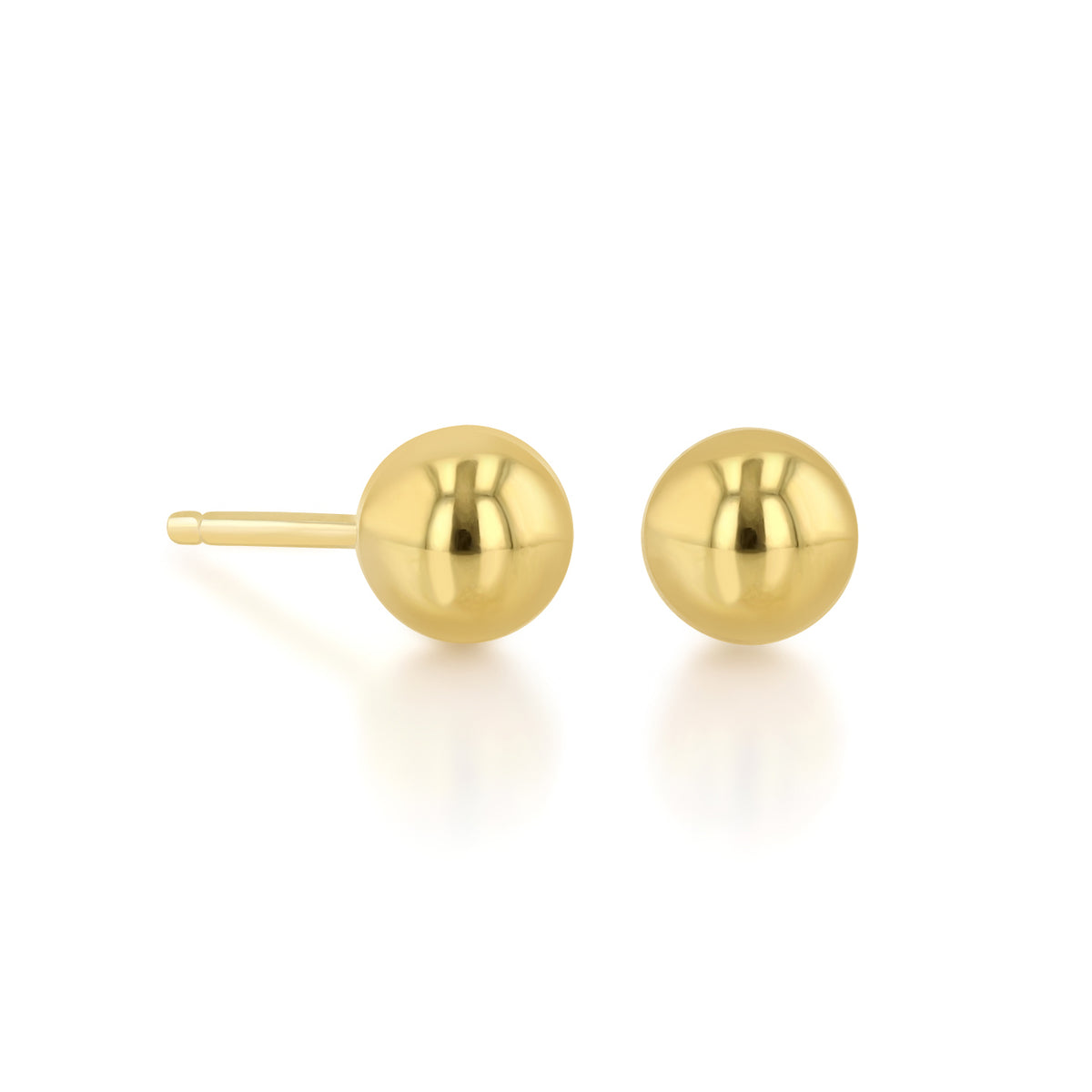14K Yellow Gold 4mm Ball Stud Earrings, a pair of yellow gold ball studs perfect for everyday wear.