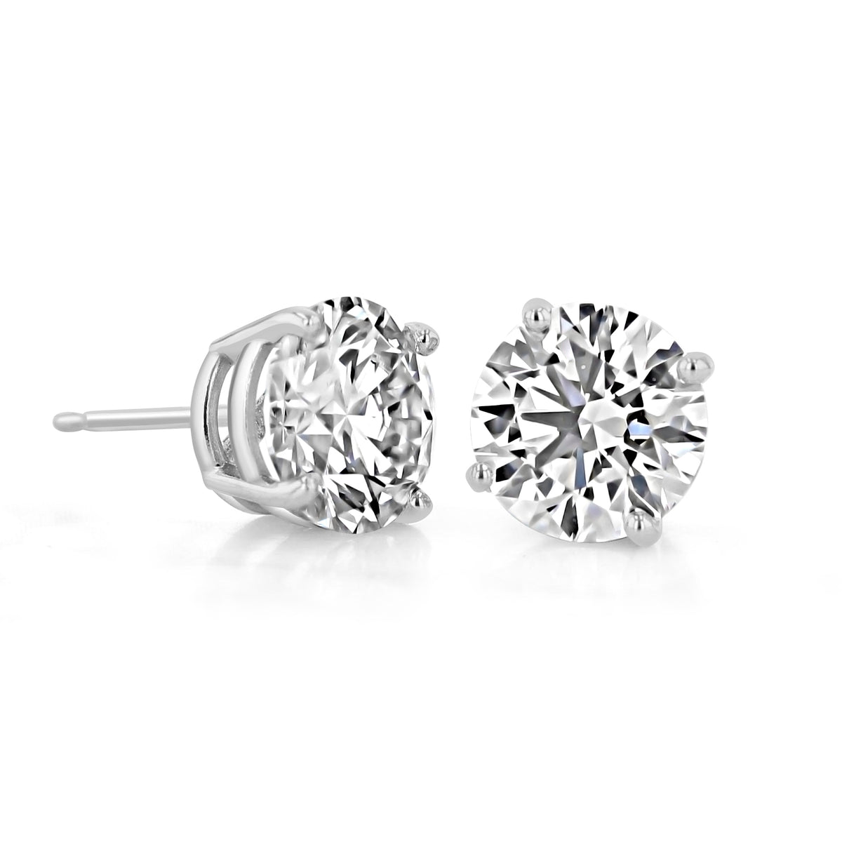 3.00 ct Lab Diamond Stud Earrings set in White Gold featuring two round-cut diamond studs in white gold settings.