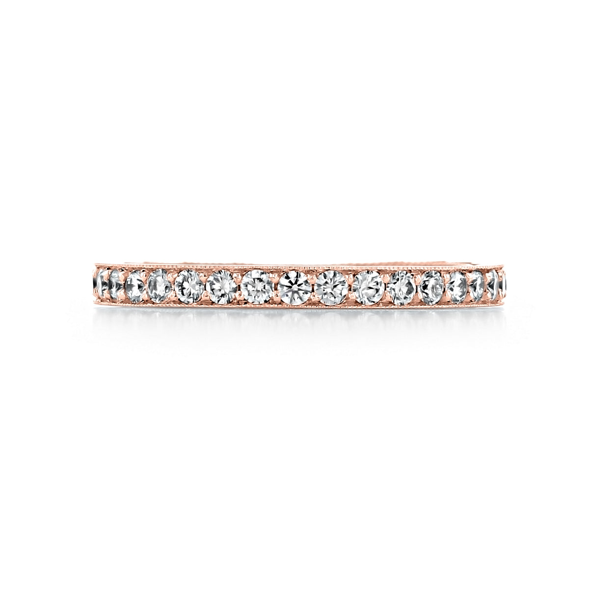 Sculpted Crescent | Diamond Band - 41-2ETPK in rose gold, featuring a continuous row of pavé-set, round brilliant-cut diamonds.