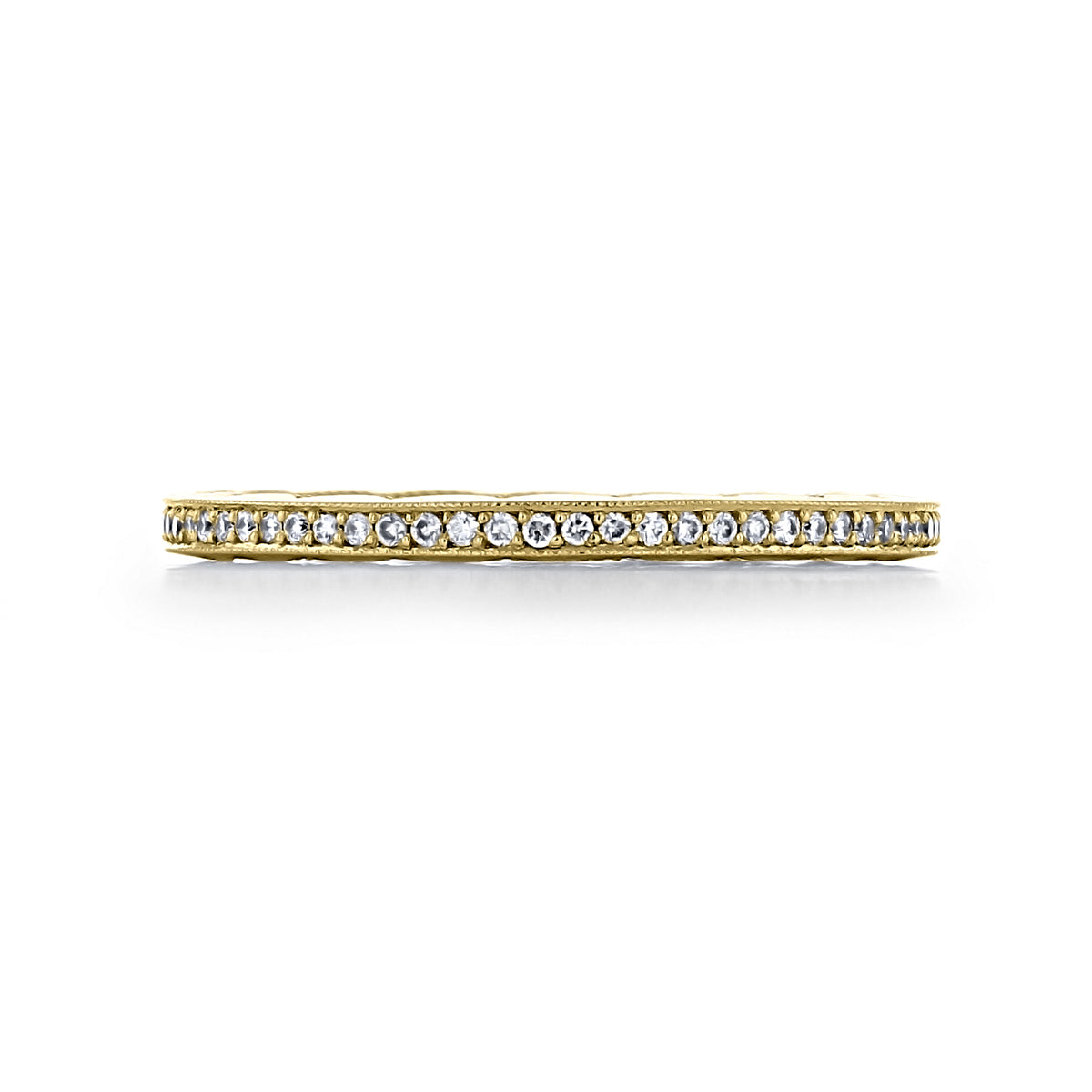 Tacori Sculpted Crescent | Diamond Band - 43-15ETY, a yellow gold eternity band featuring a channel of pavé set diamonds with milgrain detail edges.