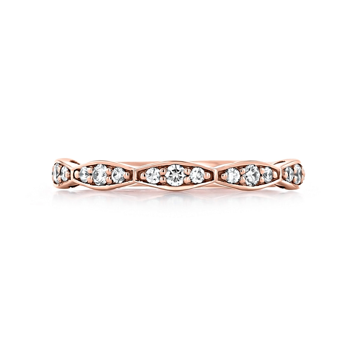 Tacori Sculpted Crescent | Diamond Band - 46-2PK in 18k rose gold, featuring a series of marquise-shaped settings each containing a round diamond.