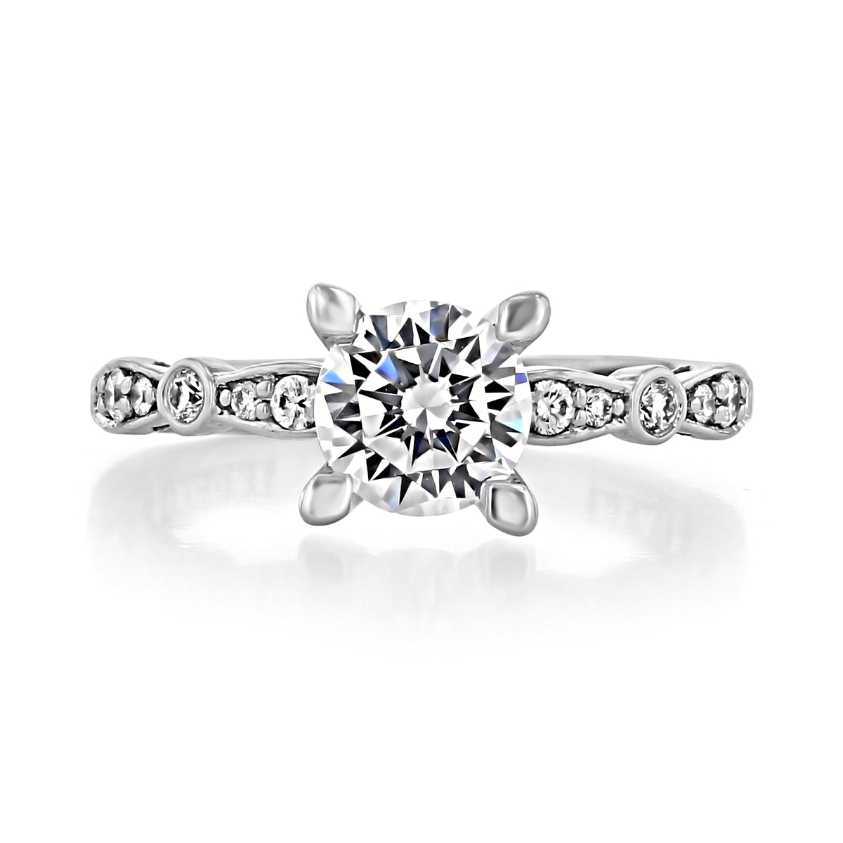 Tacori Sculpted Crescent | Round Solitaire Engagement Ring - 47-2RD65 with a diamond-accented band and a signature Sculpted Crescent design.