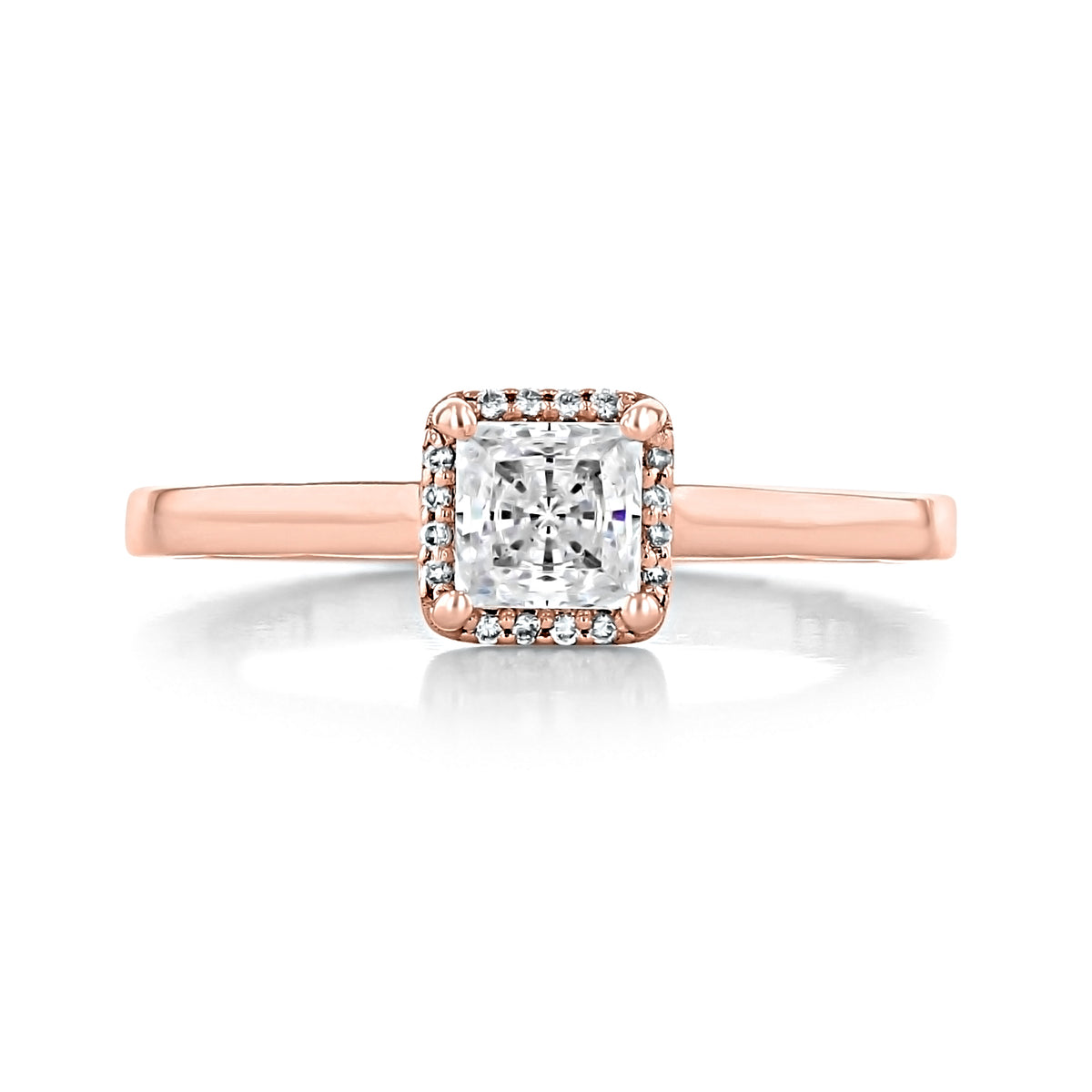Tacori Sculpted Crescent | Princess Solitaire Engagement Ring - 49PR45PK in rose gold featuring a princess-cut diamond center stone with a pavé diamond halo and signature sculpted crescent detailing.