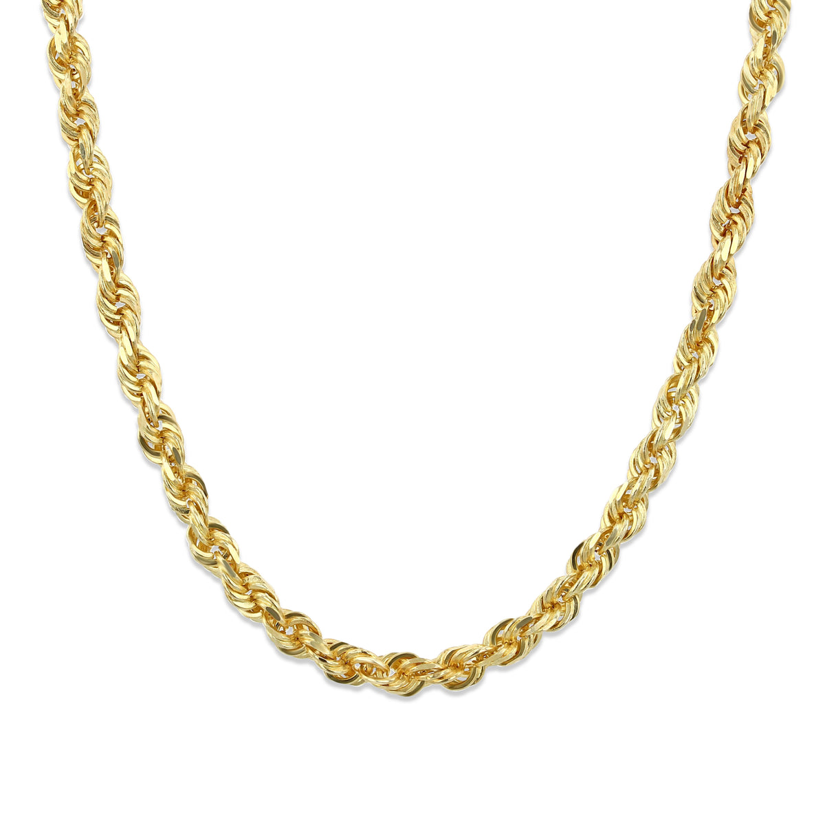 14K Yellow Gold 4MM Rope Solid Chain | 5001878 rope necklace.