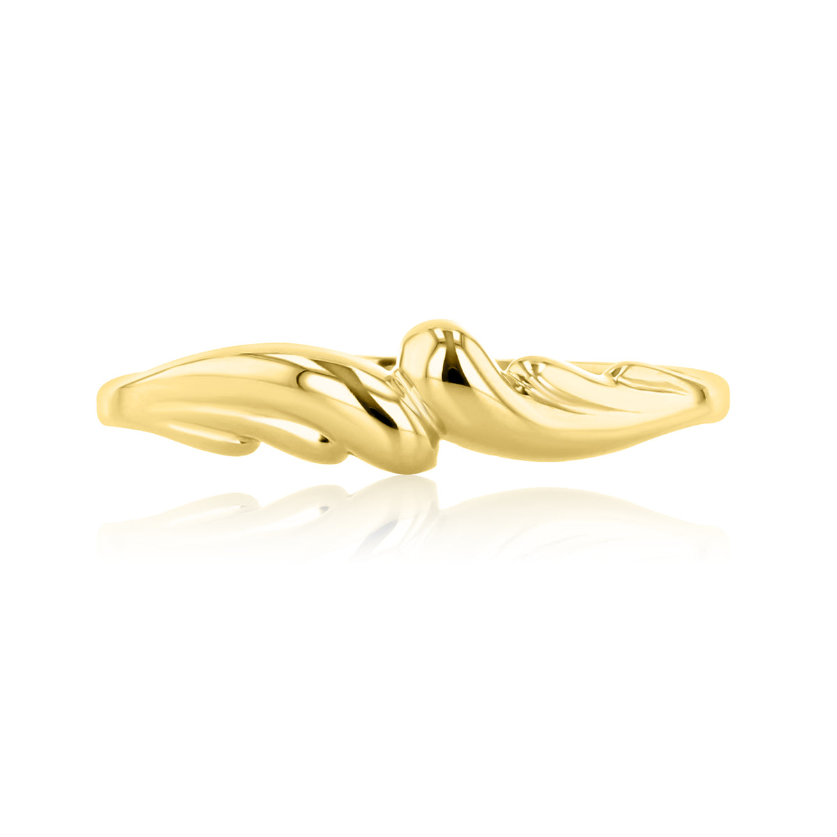 Polished 14K Yellow Gold Wave Ring featuring a wavy sculptural design.
