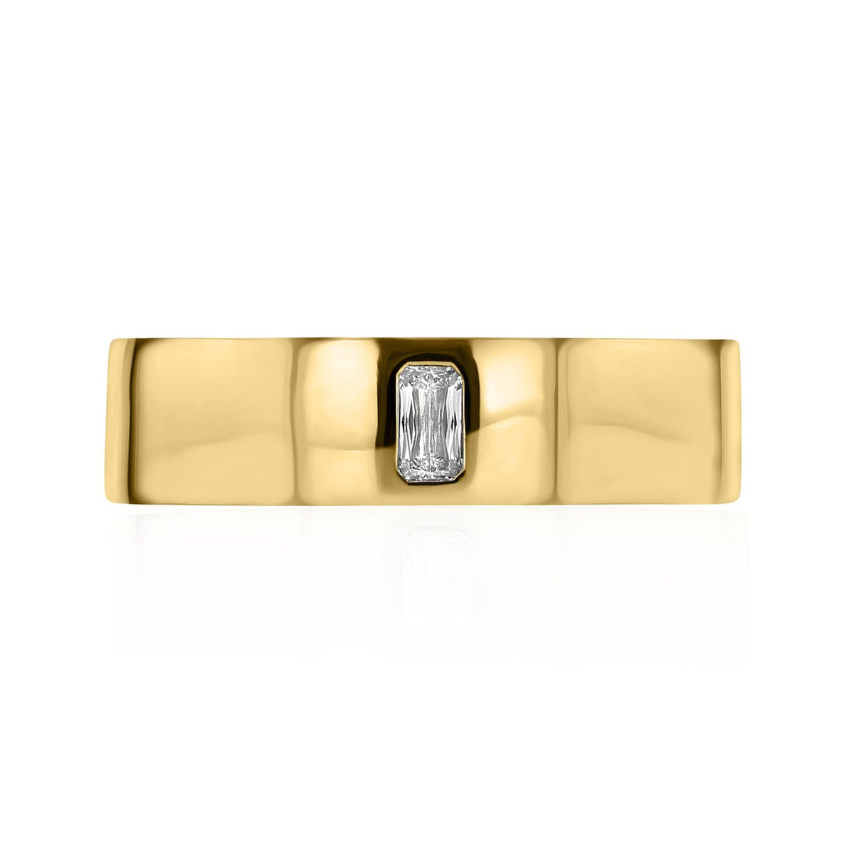Tacori | Men’s Single Diamond Wedding Band - 148-6YD in yellow gold, featuring a single baguette-cut diamond set flush in the center.