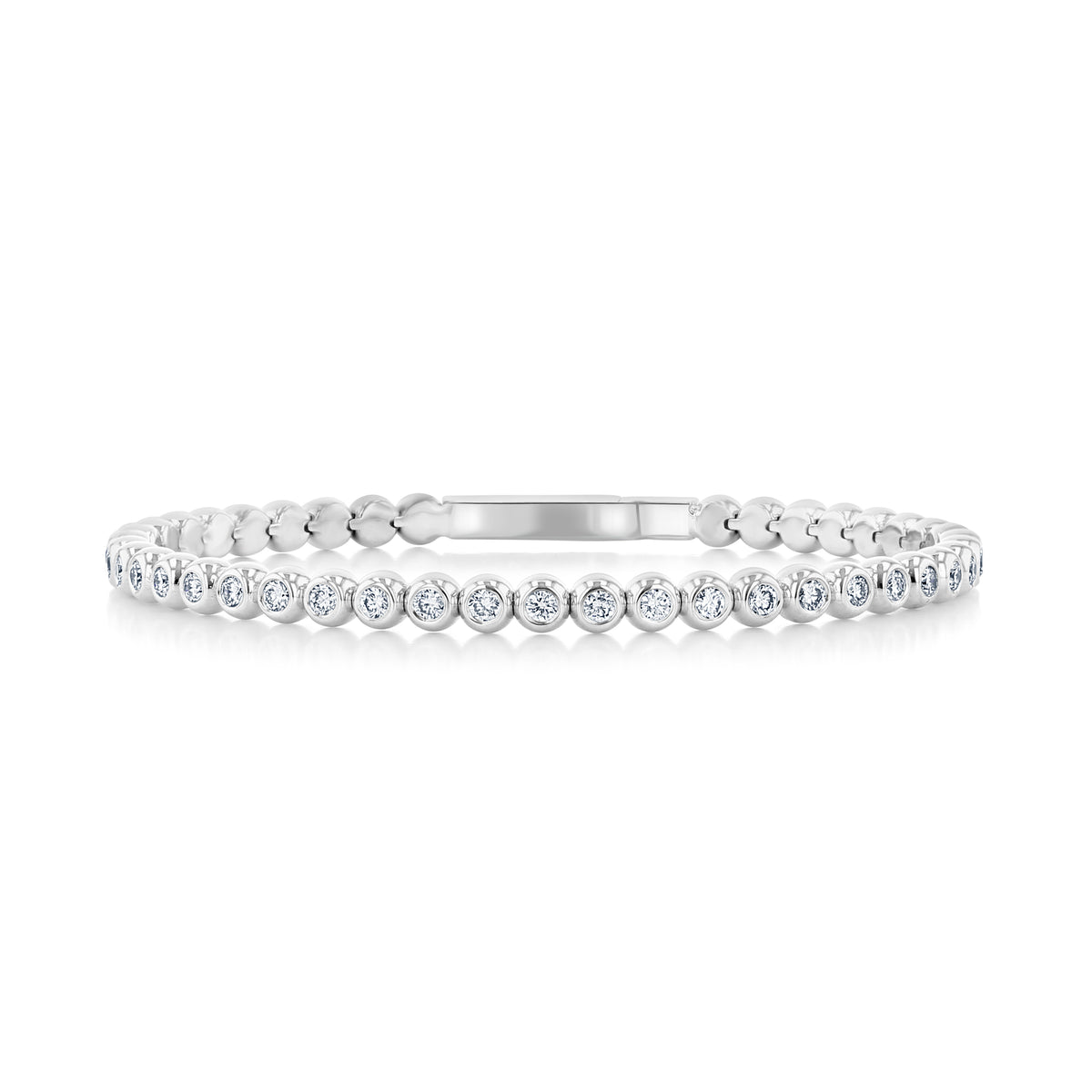 Flexible 1.53 CTW Lab Diamond Bezel-Set Flexible Bangle | 7001290 in white gold, featuring a continuous row of bezel-set round diamonds.